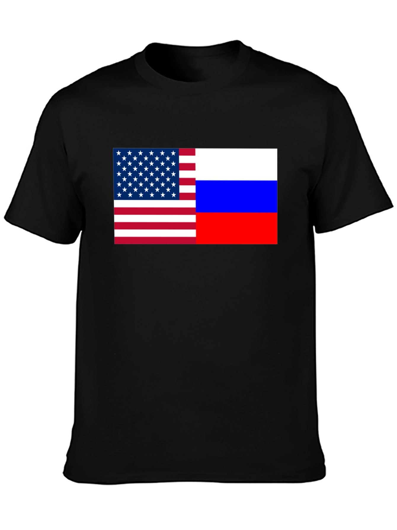 USA and Russia Flag Graphic Print T-Shirt