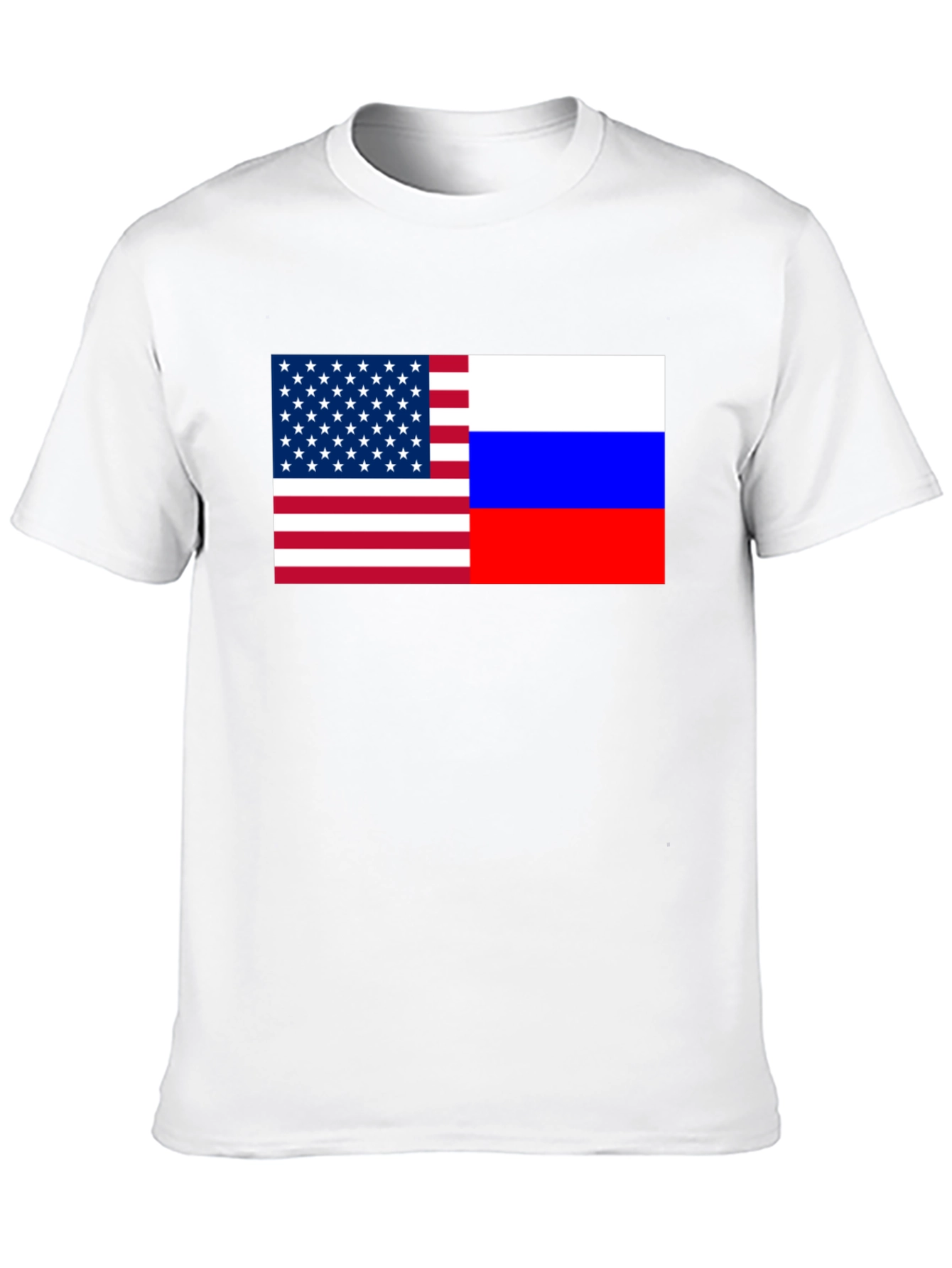 USA and Russia Flag Graphic Print T-Shirt
