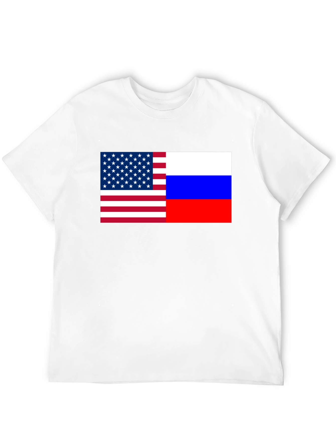 USA and Russia Flag Graphic Print T-Shirt