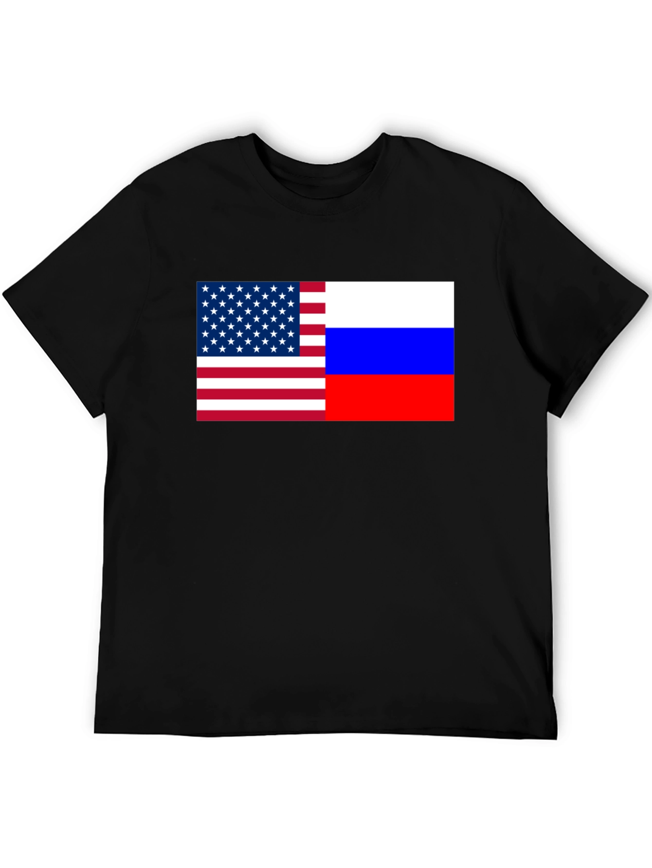USA and Russia Flag Graphic Print T-Shirt