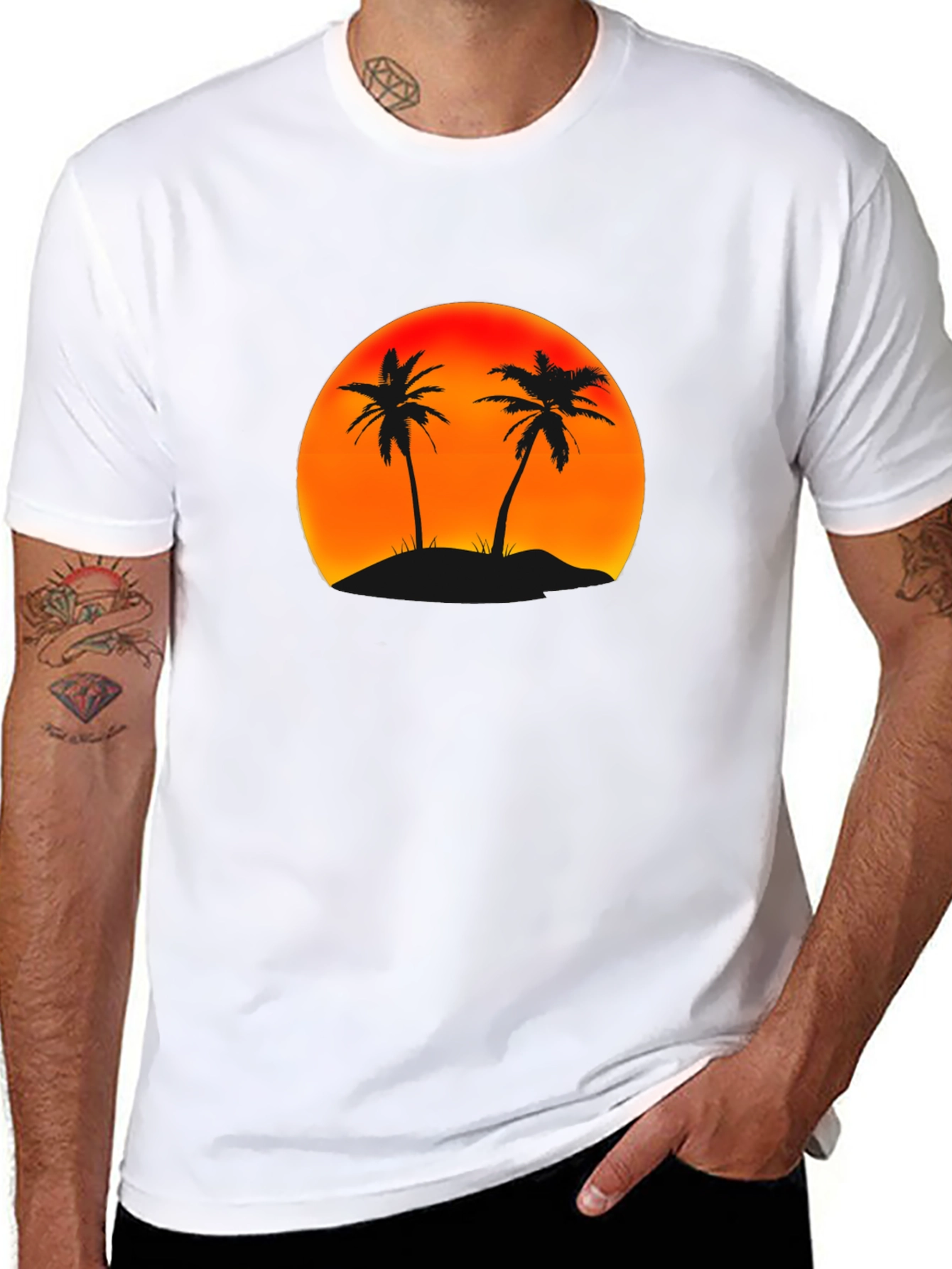 Sunset Palm Tree Graphic T-Shirt