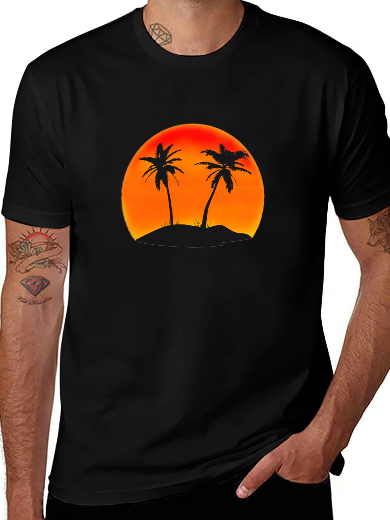 Sunset Palm Tree Graphic T-Shirt