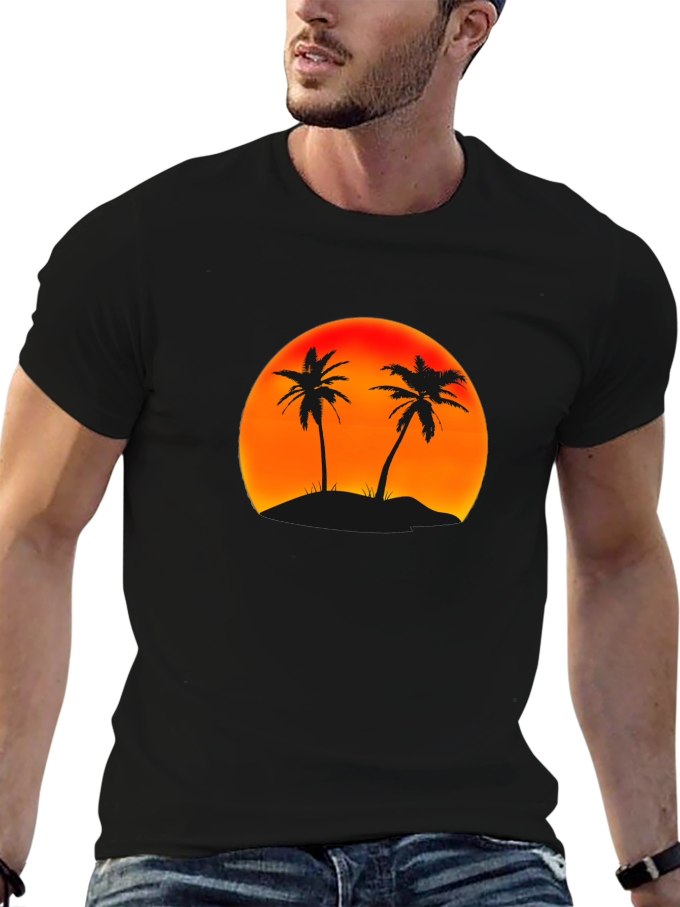 Sunset Palm Tree Graphic T-Shirt