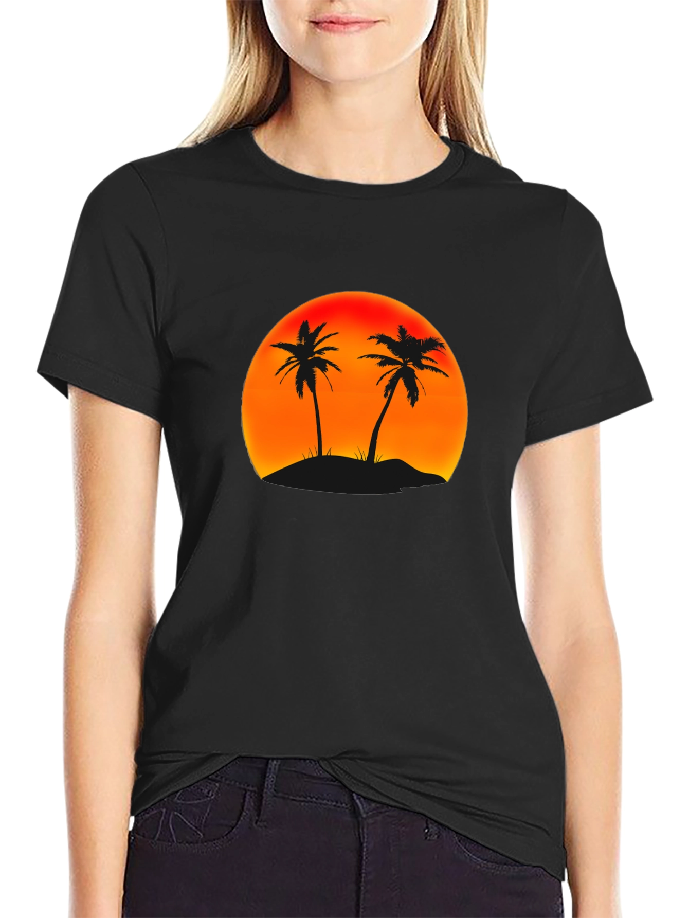 Sunset Palm Tree Graphic T-Shirt