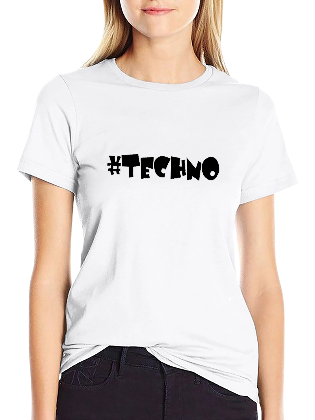 Black #Techno Graphic T-Shirt
