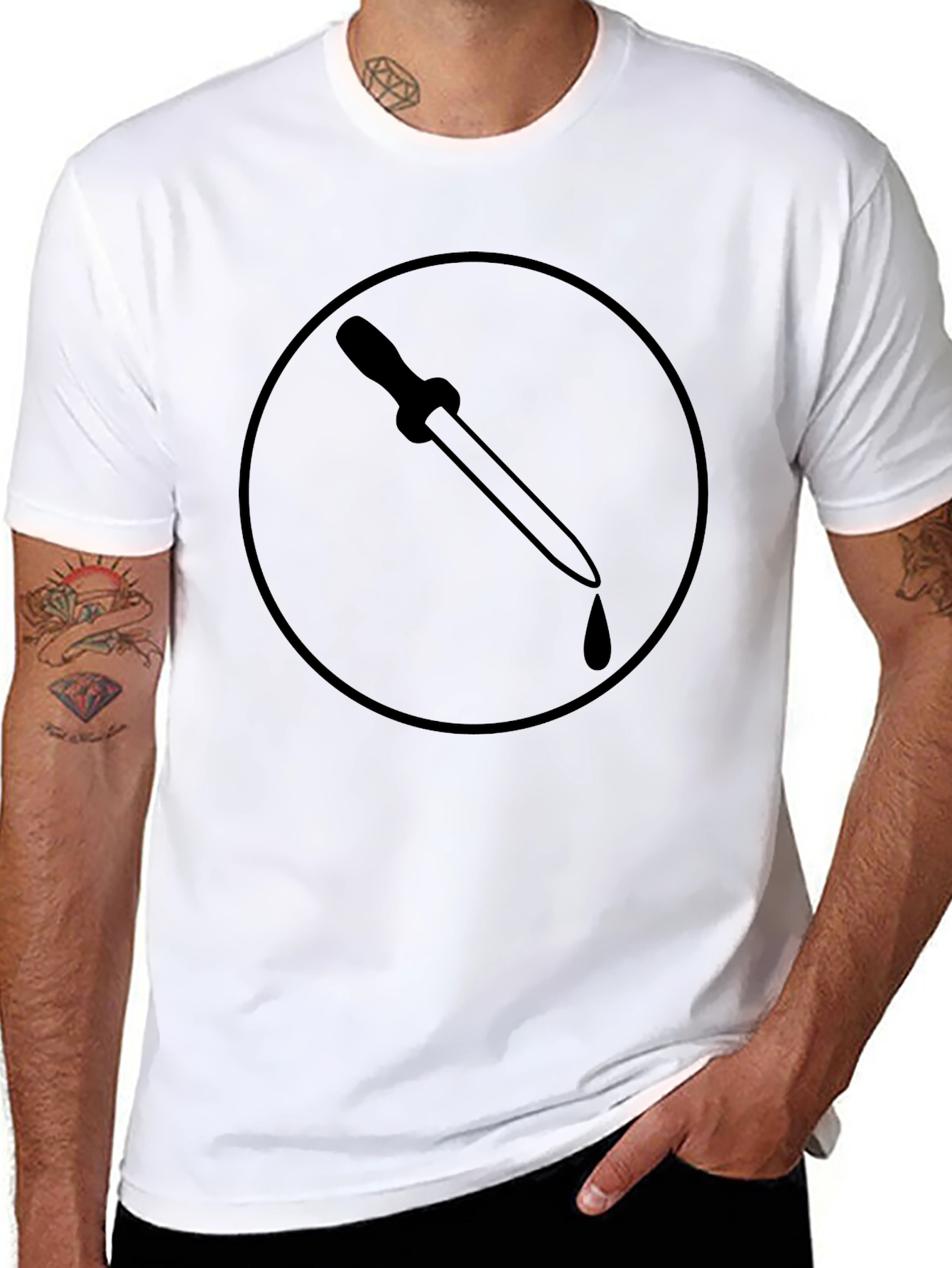 Black T-Shirt with Pipette Circle Design