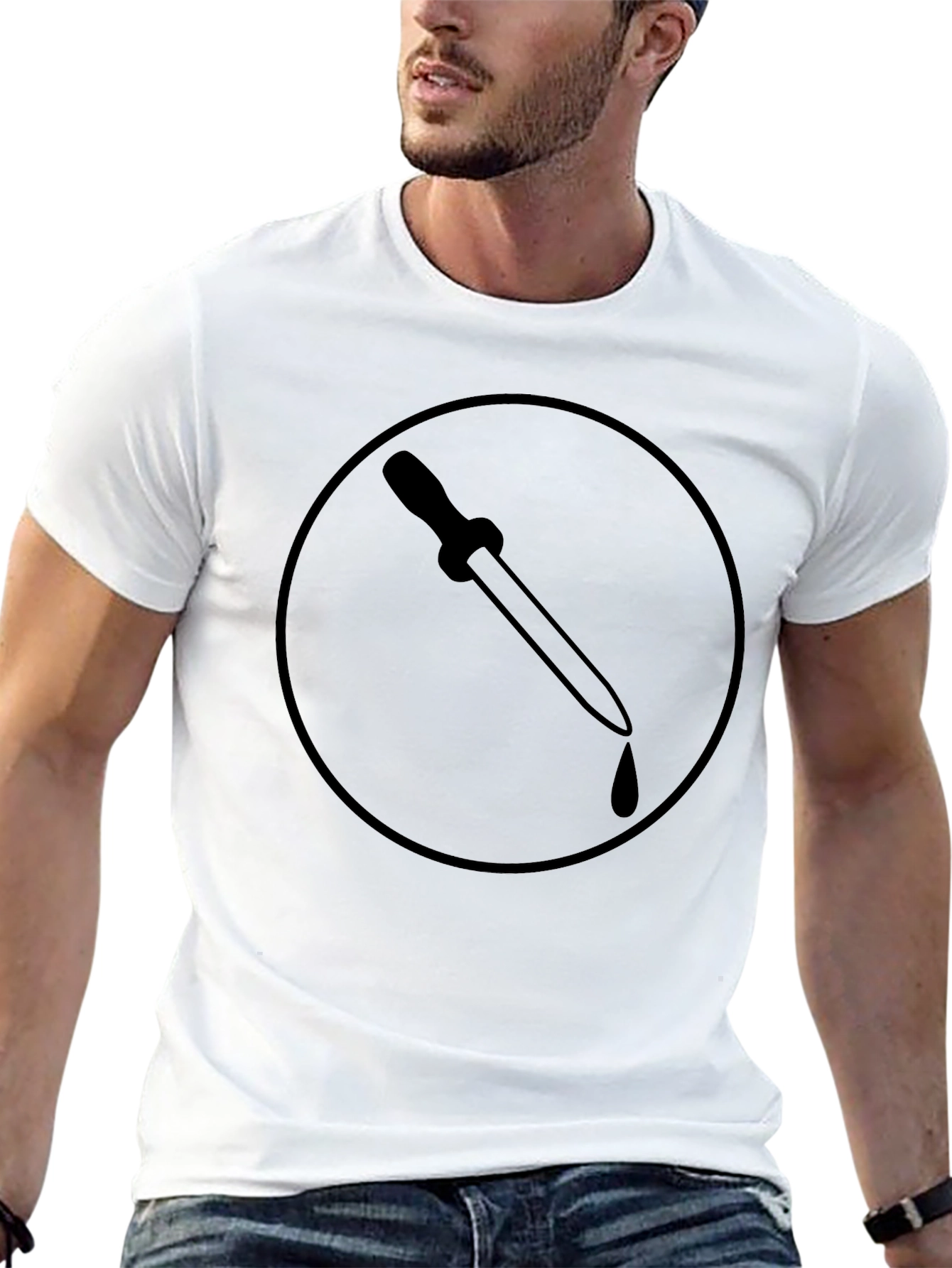 Black T-Shirt with Pipette Circle Design