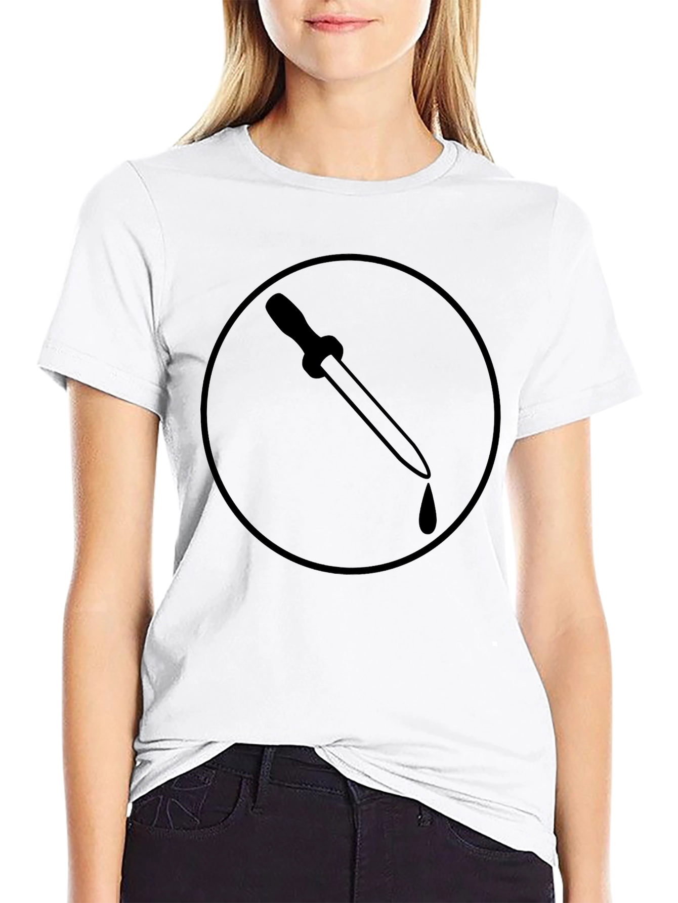 Black T-Shirt with Pipette Circle Design