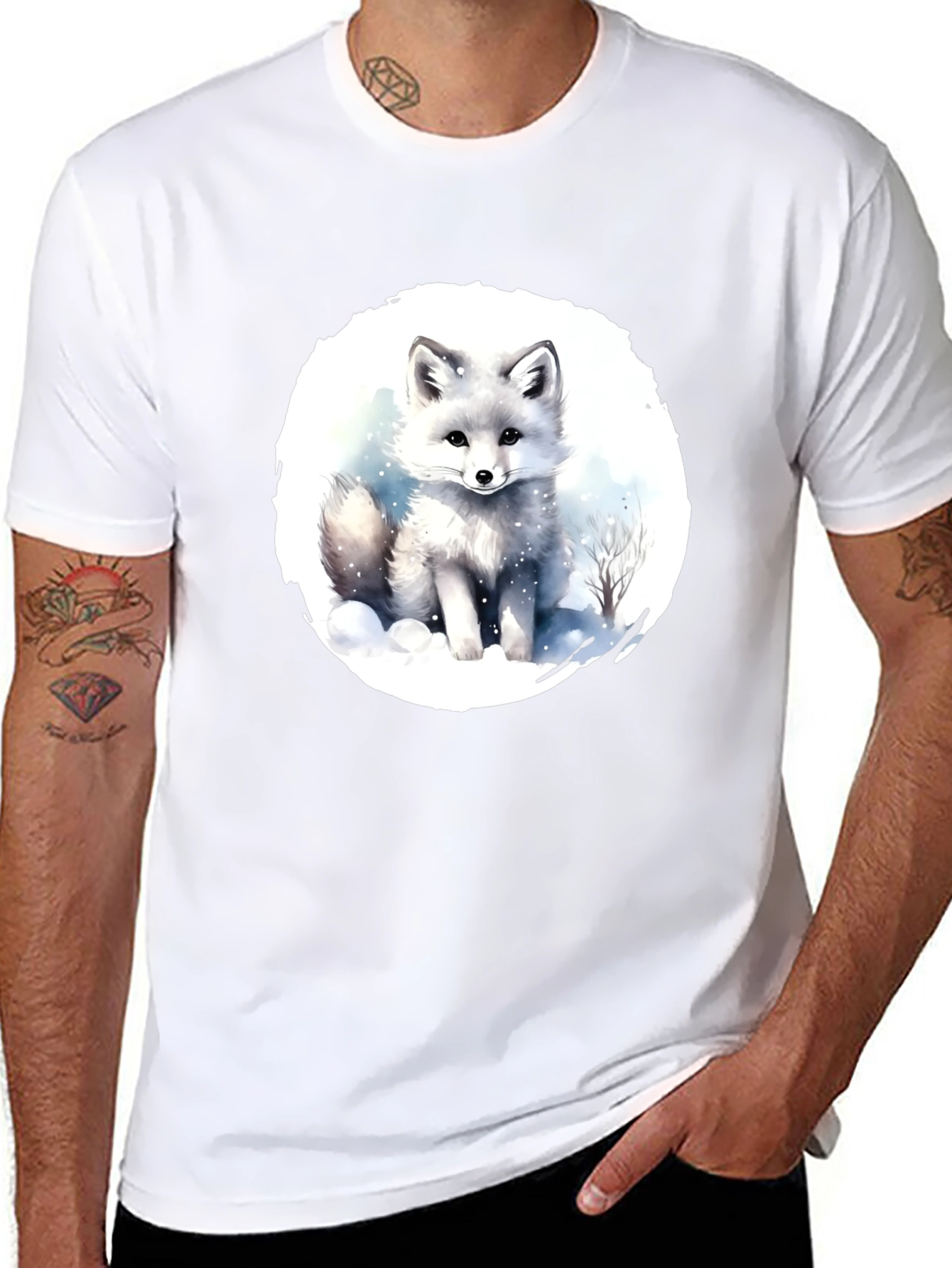 Arctic Fox Graphic Tee - Black Cotton T-Shirt