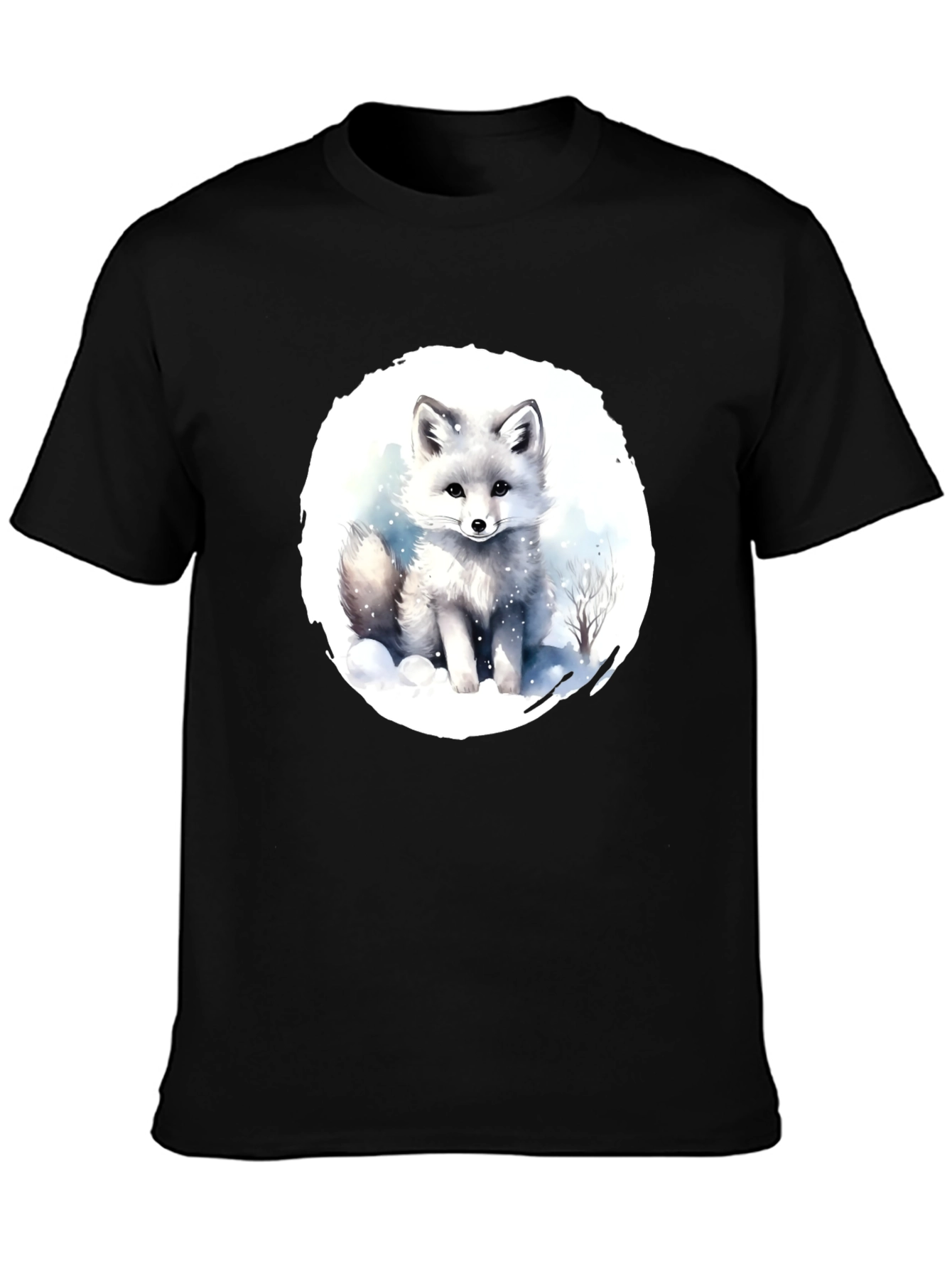 Arctic Fox Graphic Tee - Black Cotton T-Shirt