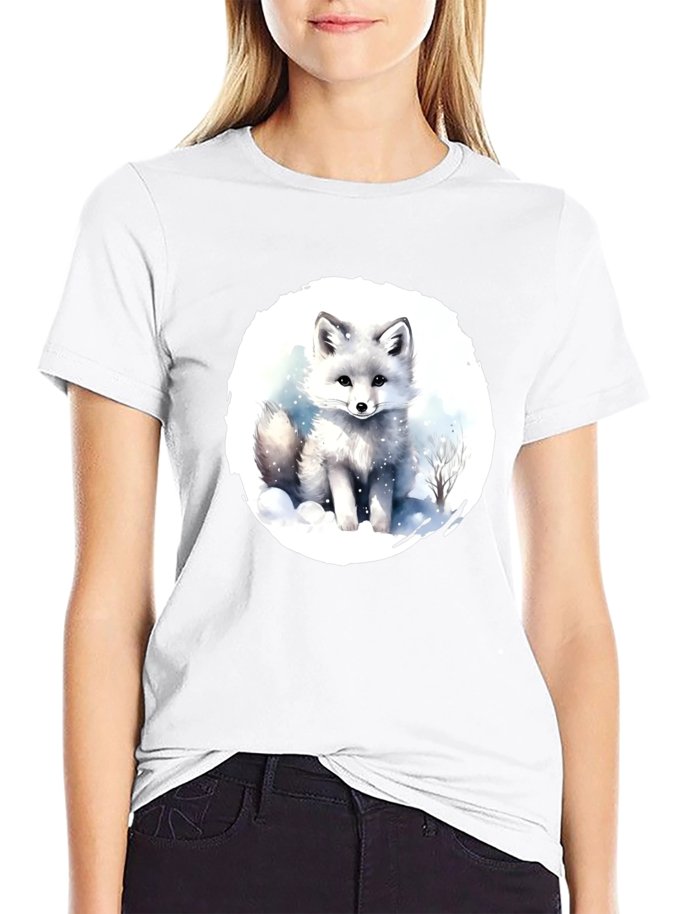 Arctic Fox Graphic Tee - Black Cotton T-Shirt