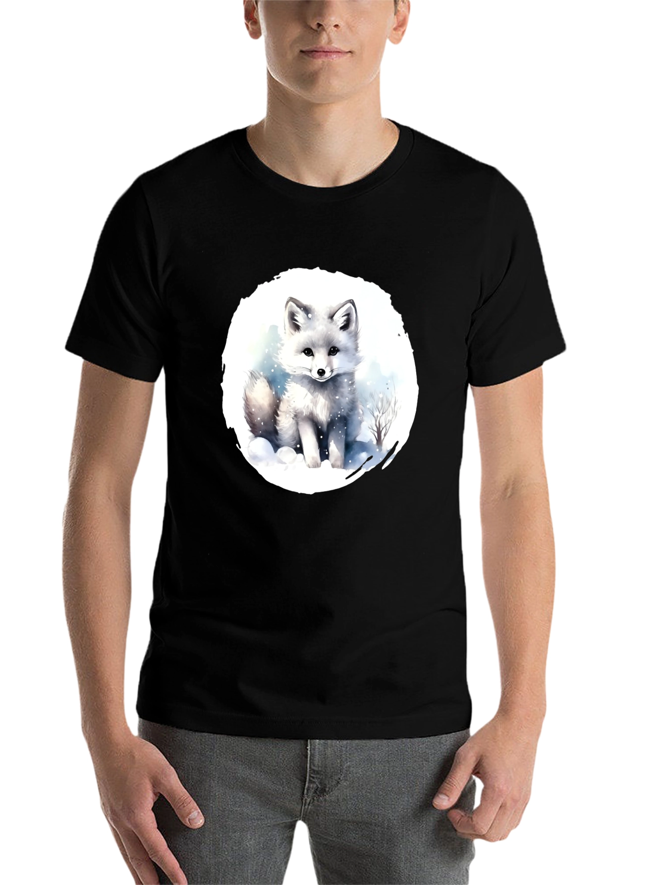 Arctic Fox Graphic Tee - Black Cotton T-Shirt