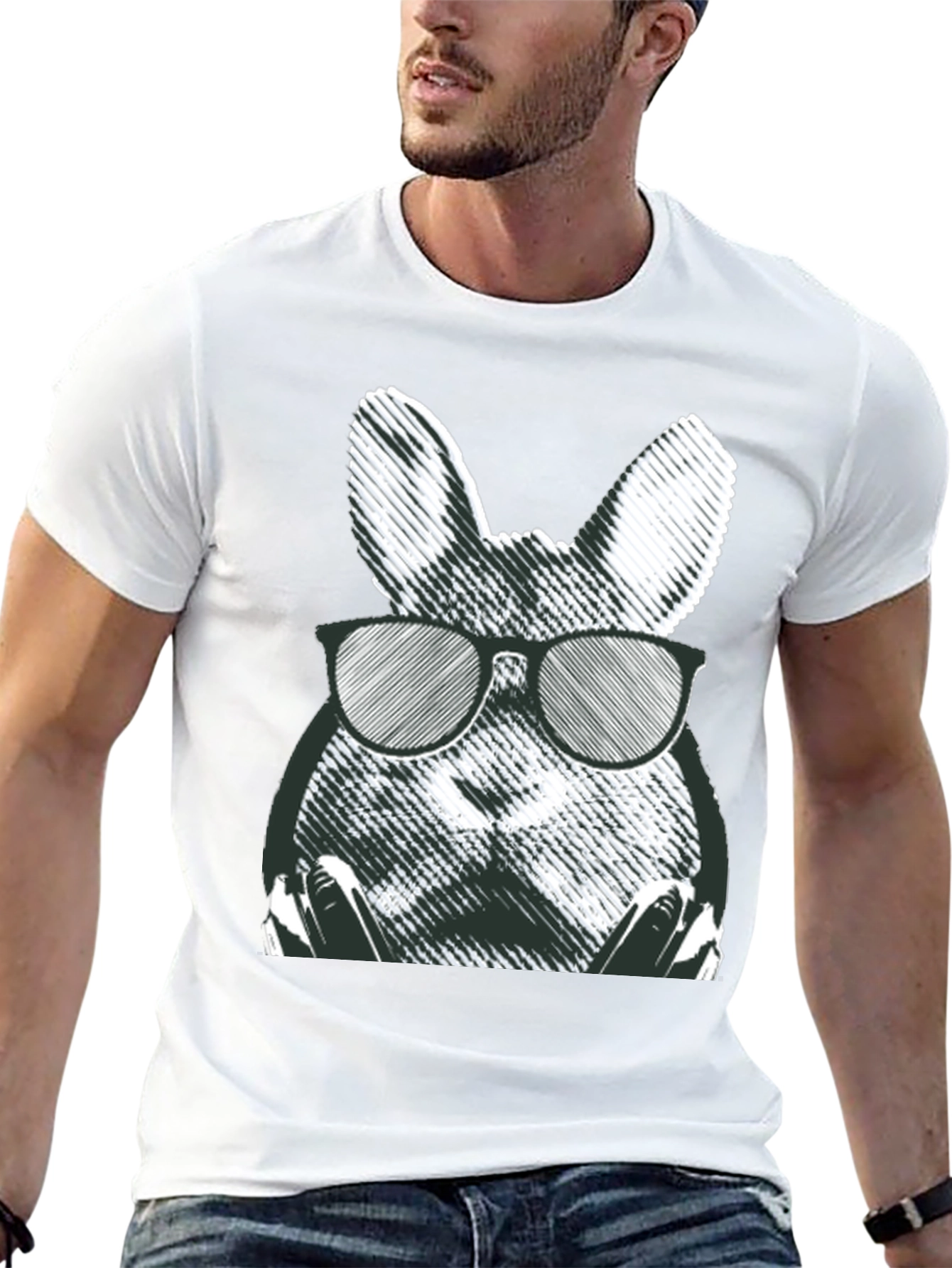 Cool Rabbit Graphic Tee - Black