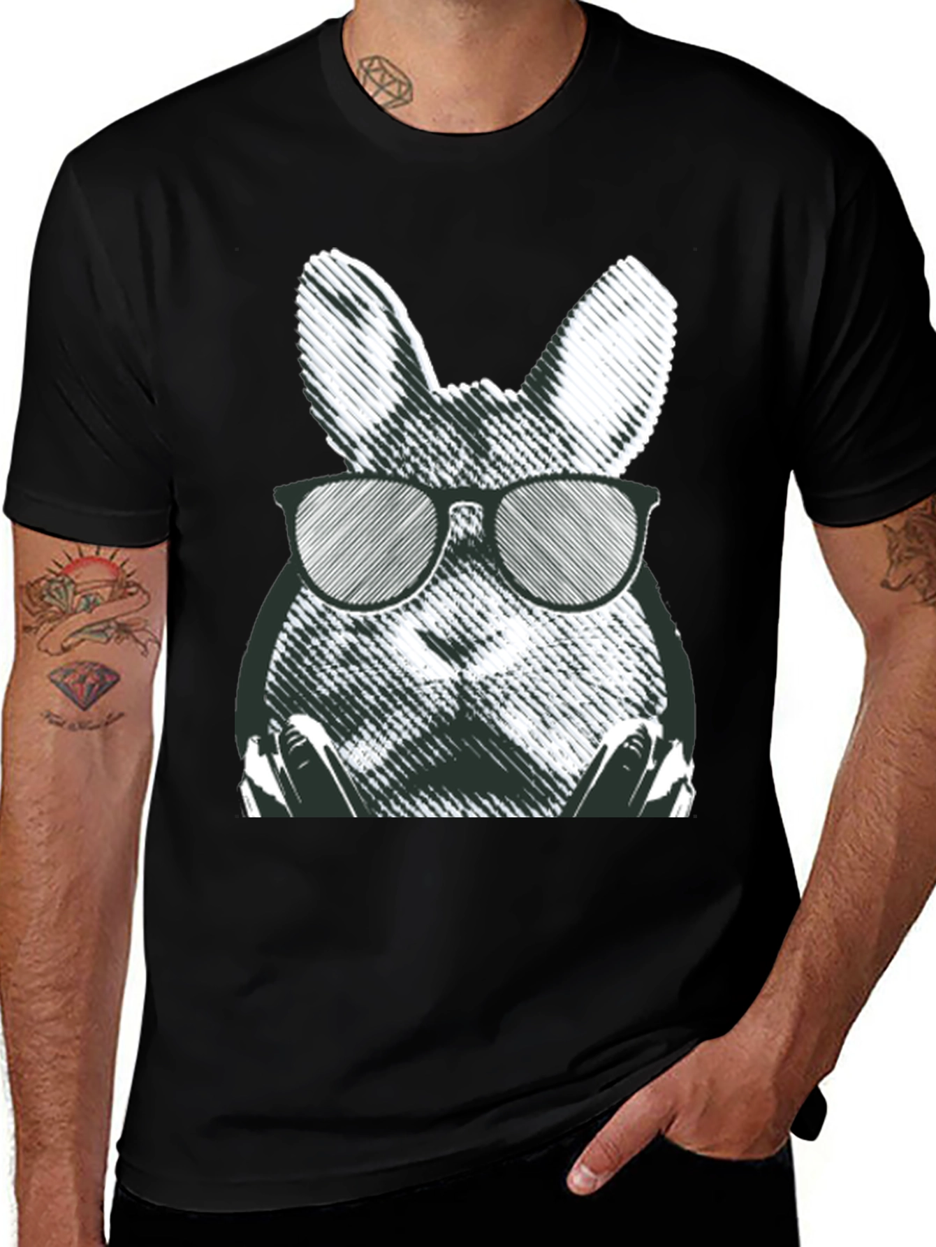 Cool Rabbit Graphic Tee - Black