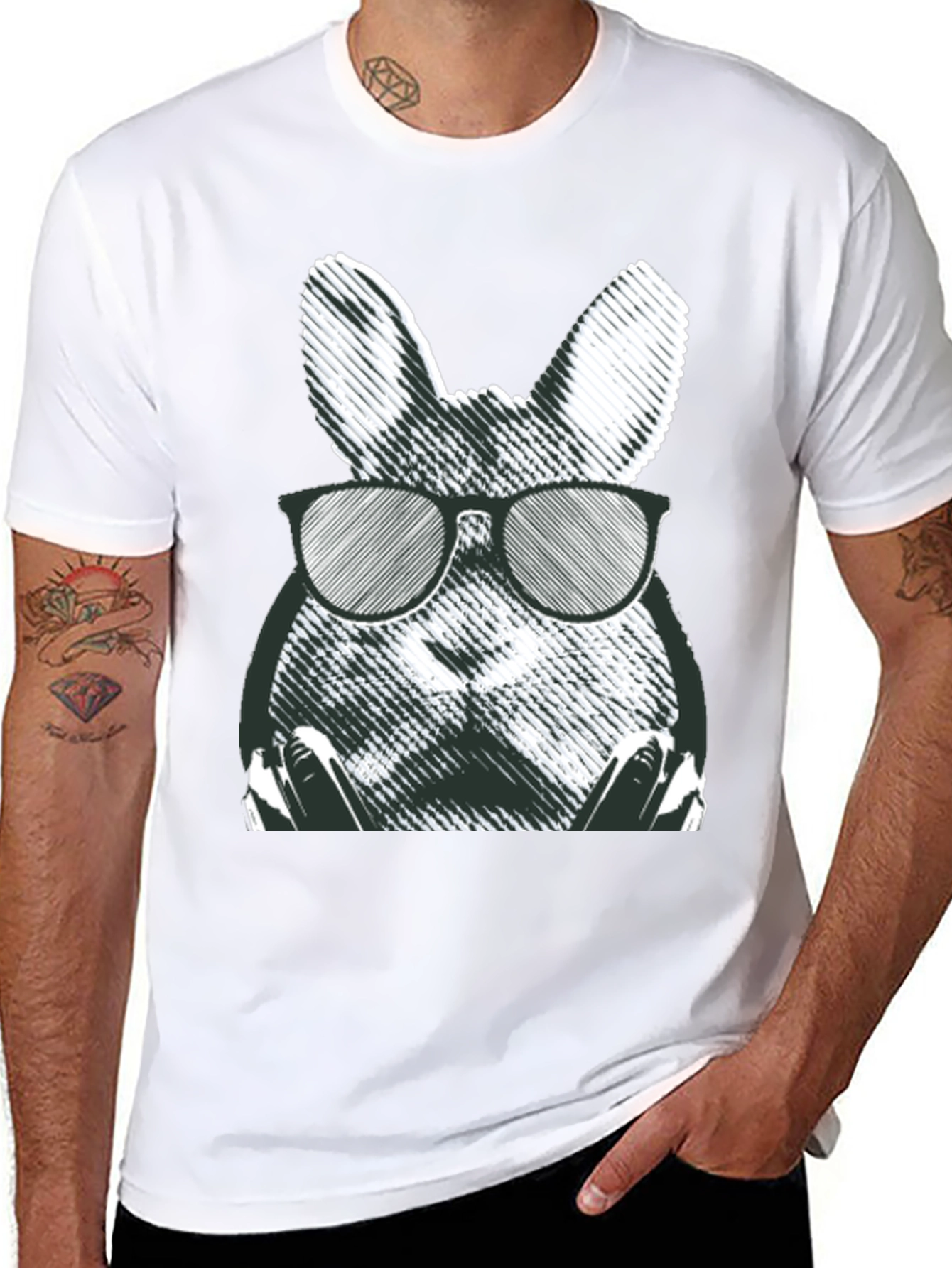 Cool Rabbit Graphic Tee - Black