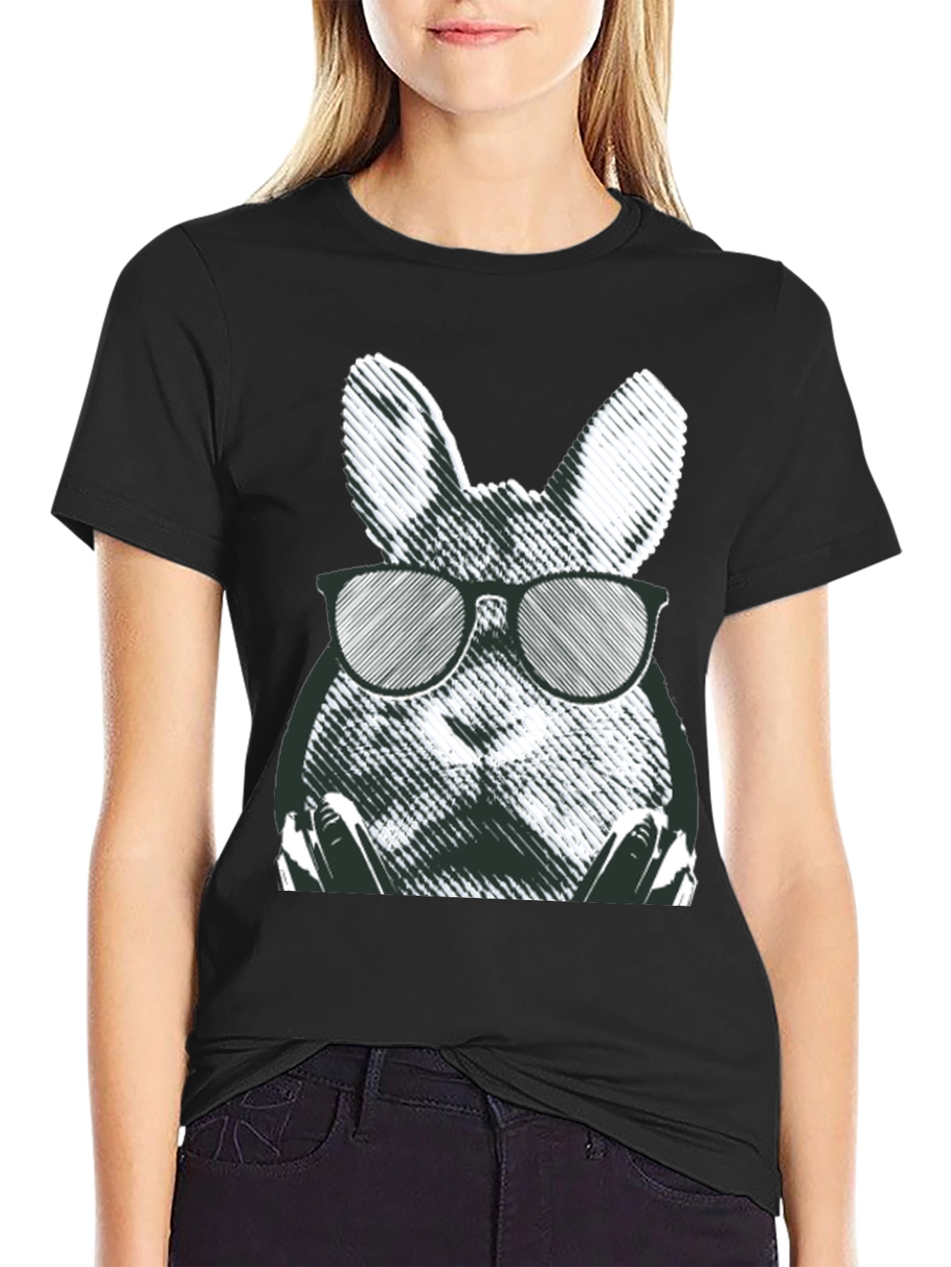 Cool Rabbit Graphic Tee - Black
