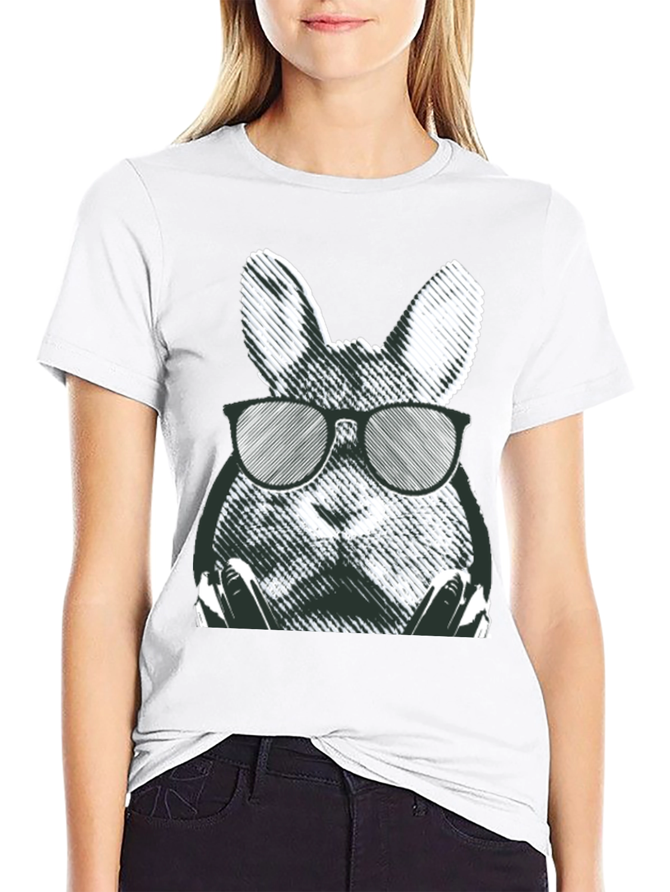 Cool Rabbit Graphic Tee - Black