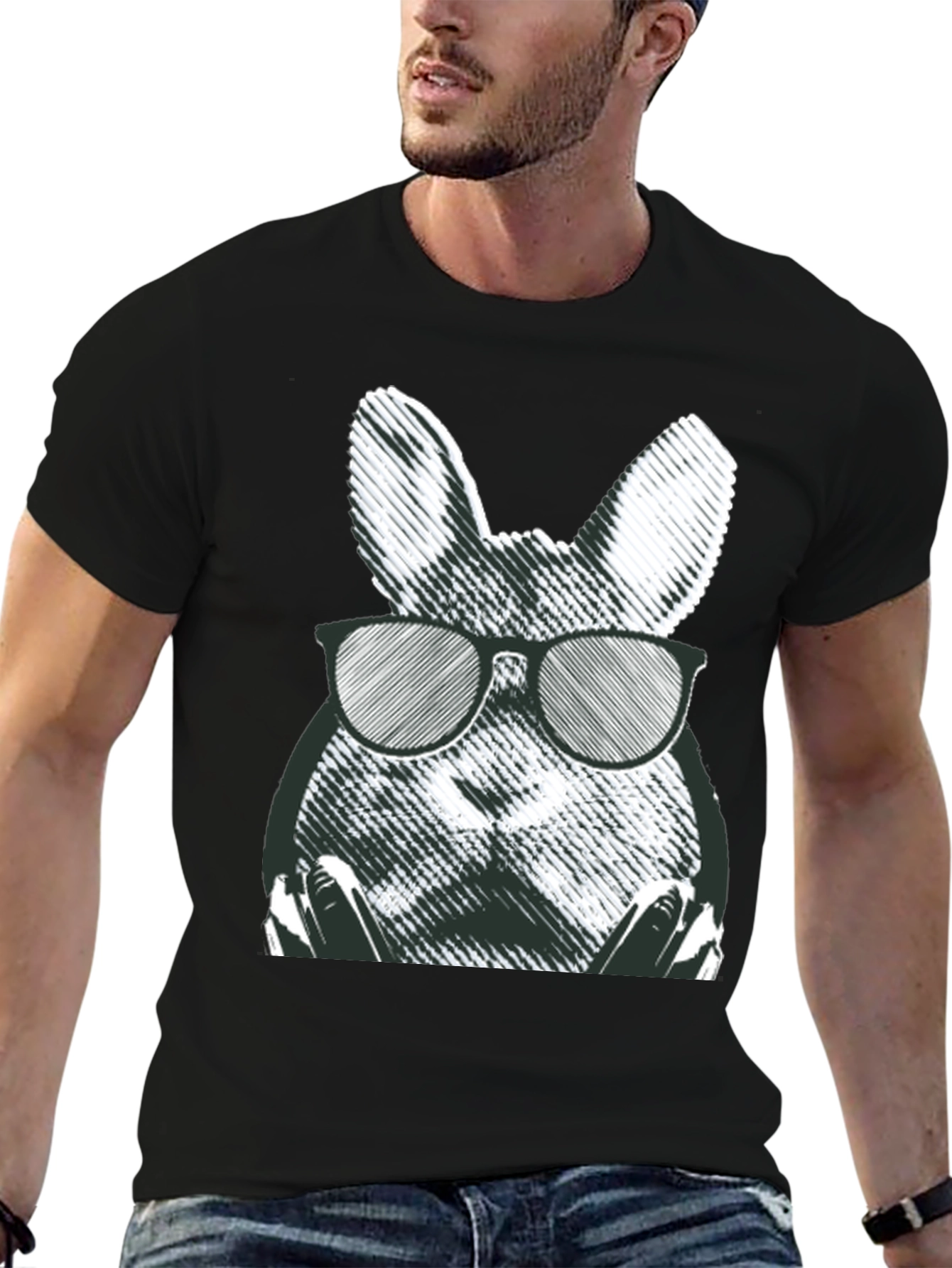 Cool Rabbit Graphic Tee - Black