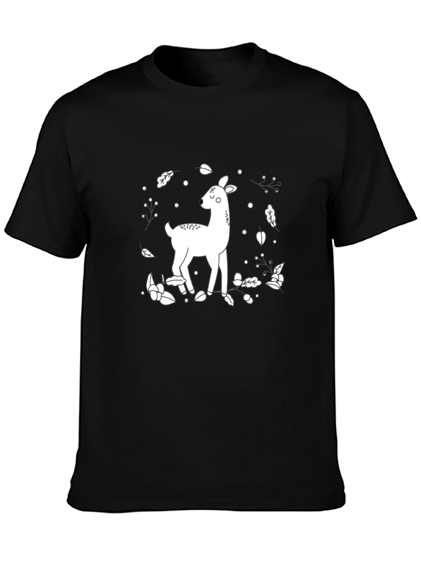 Deer Graphic Tee - Black Cotton Blend