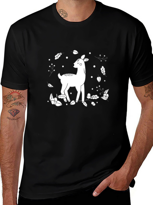 Deer Graphic Tee - Black Cotton Blend