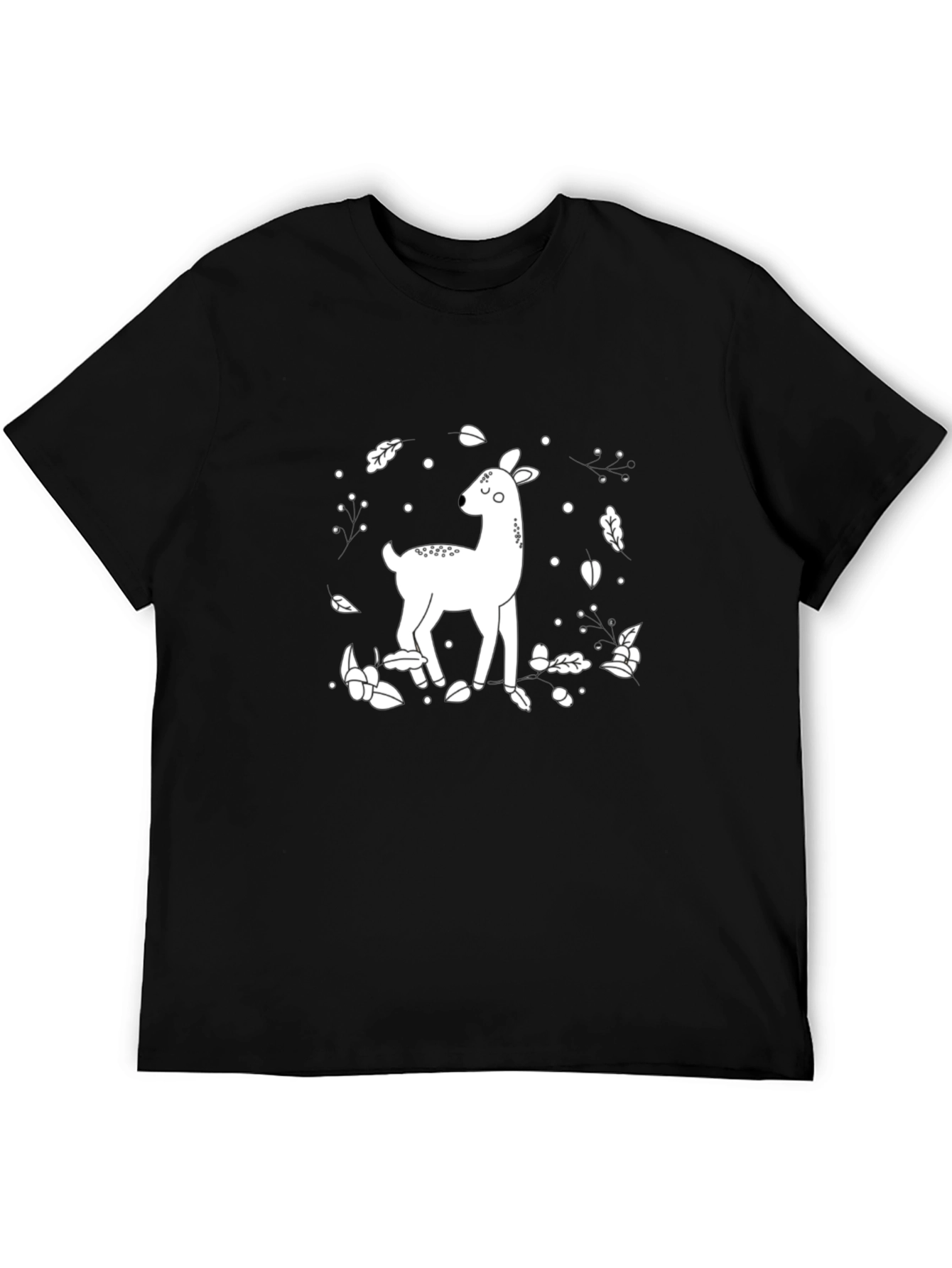 Deer Graphic Tee - Black Cotton Blend