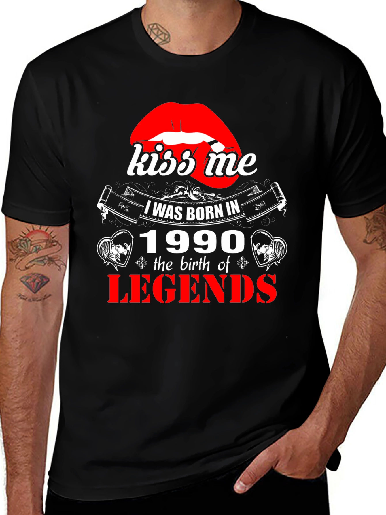 Kiss Me Born in 1990 Legends Graphic T-Shirt