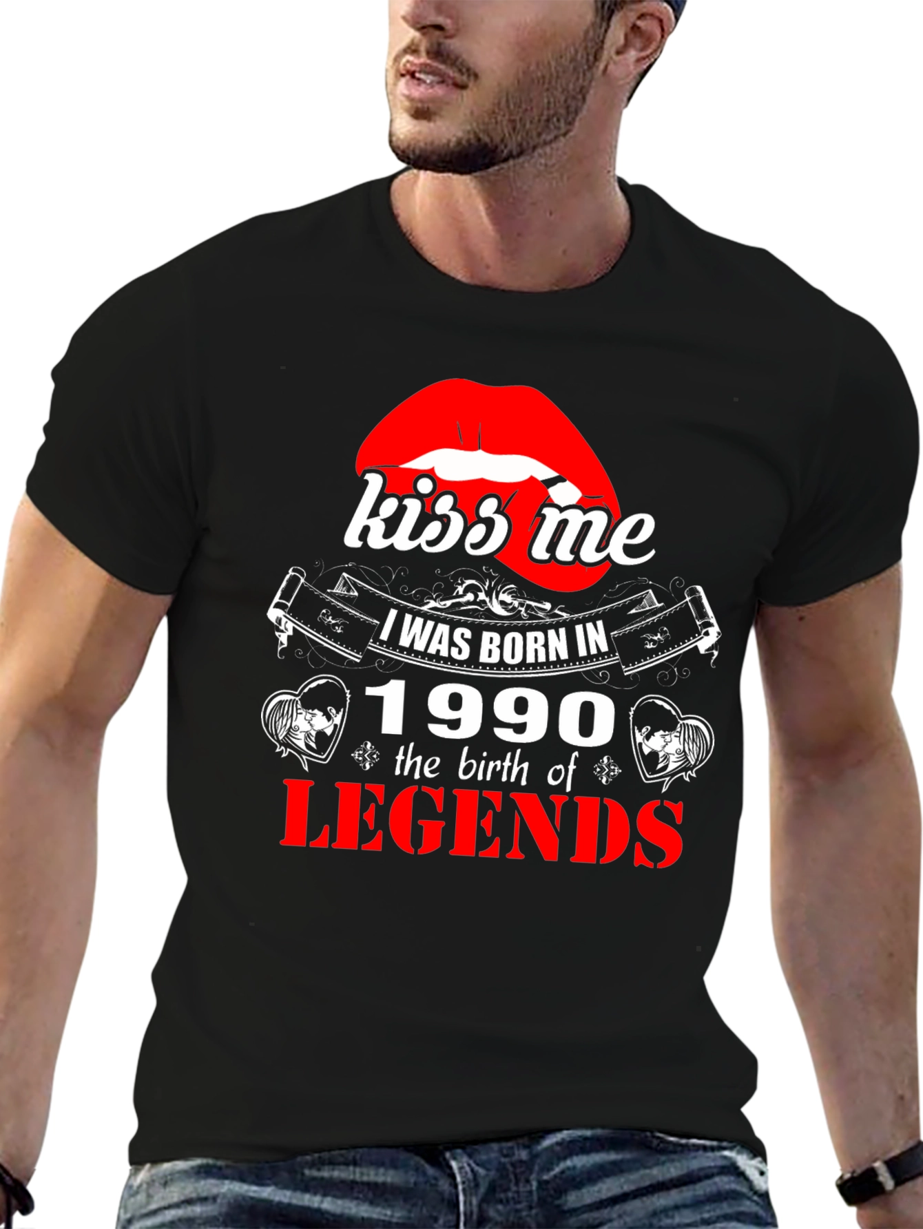 Kiss Me Born in 1990 Legends Graphic T-Shirt