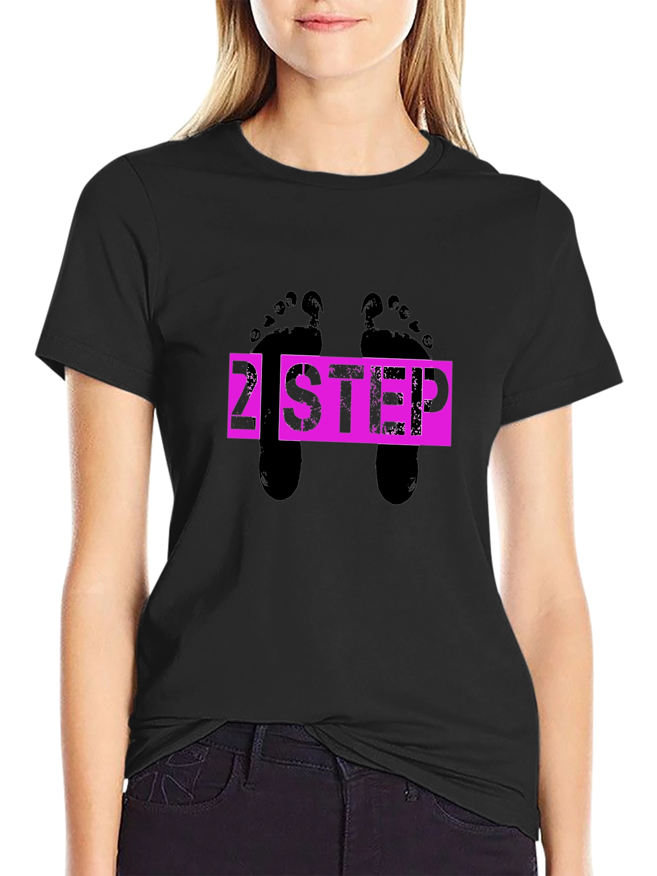 2 Step Footprint Graphic T-Shirt - Black
