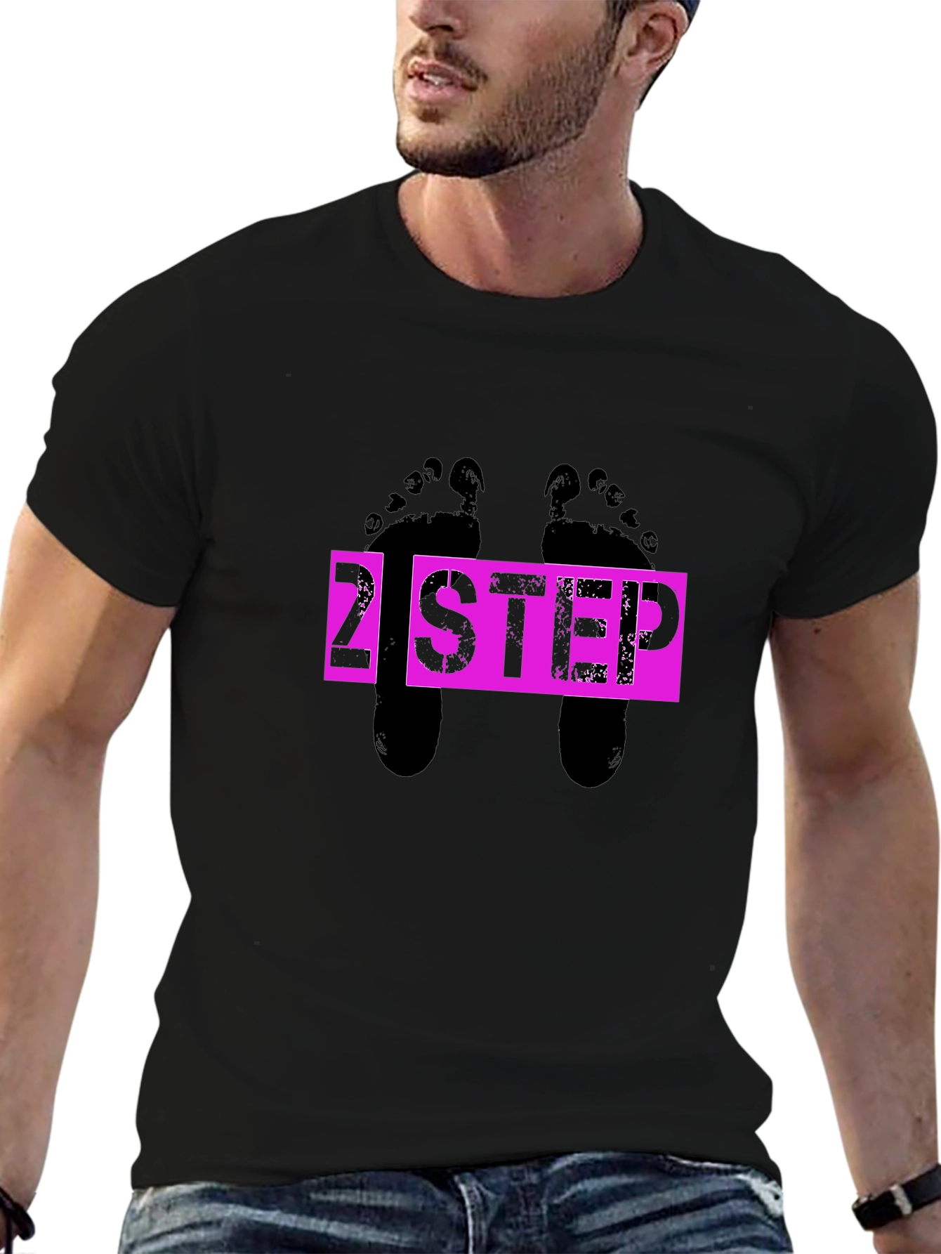 2 Step Footprint Graphic T-Shirt - Black