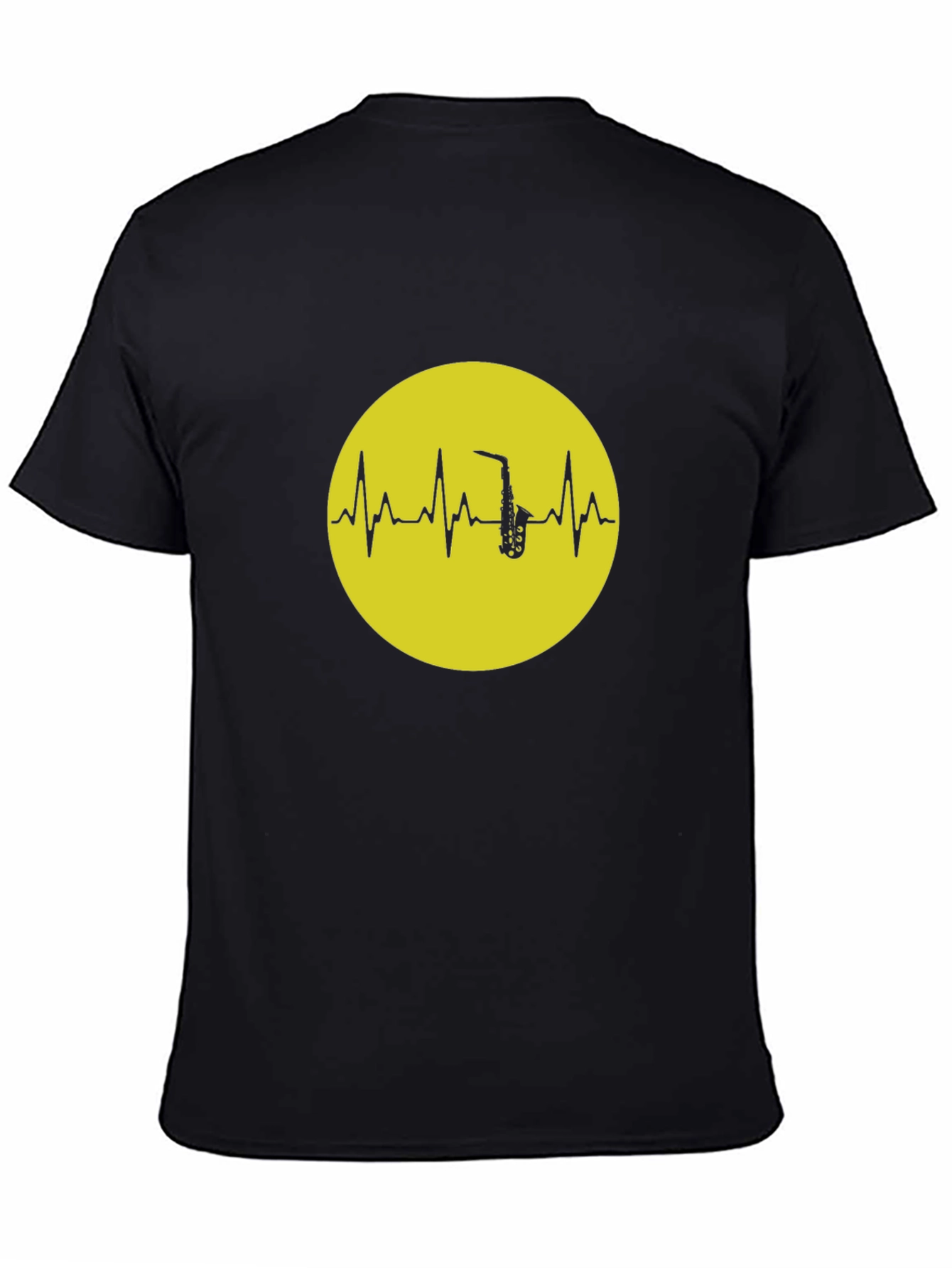 Saxophone Heartbeat Graphic Tee - Black