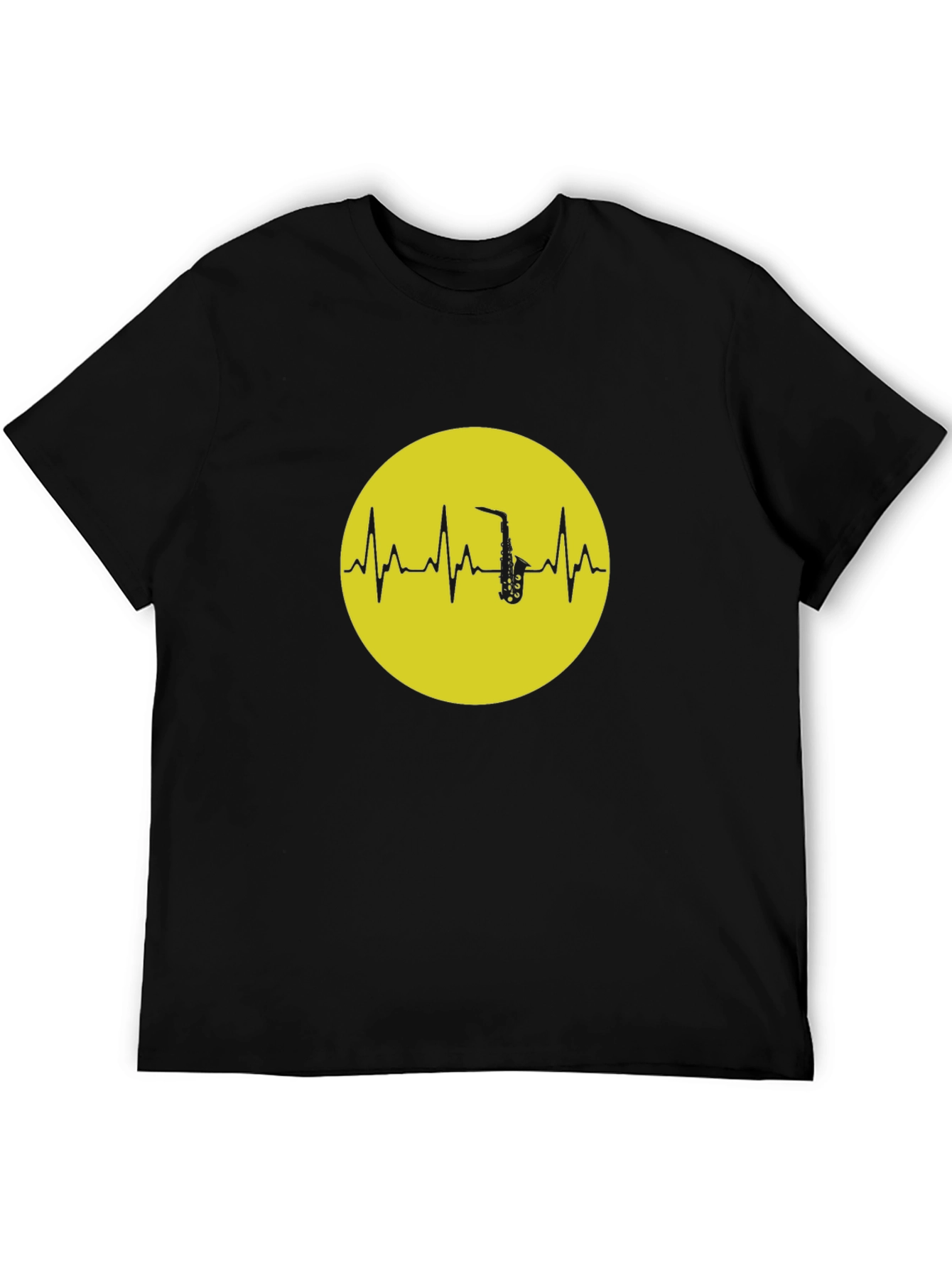 Saxophone Heartbeat Graphic Tee - Black