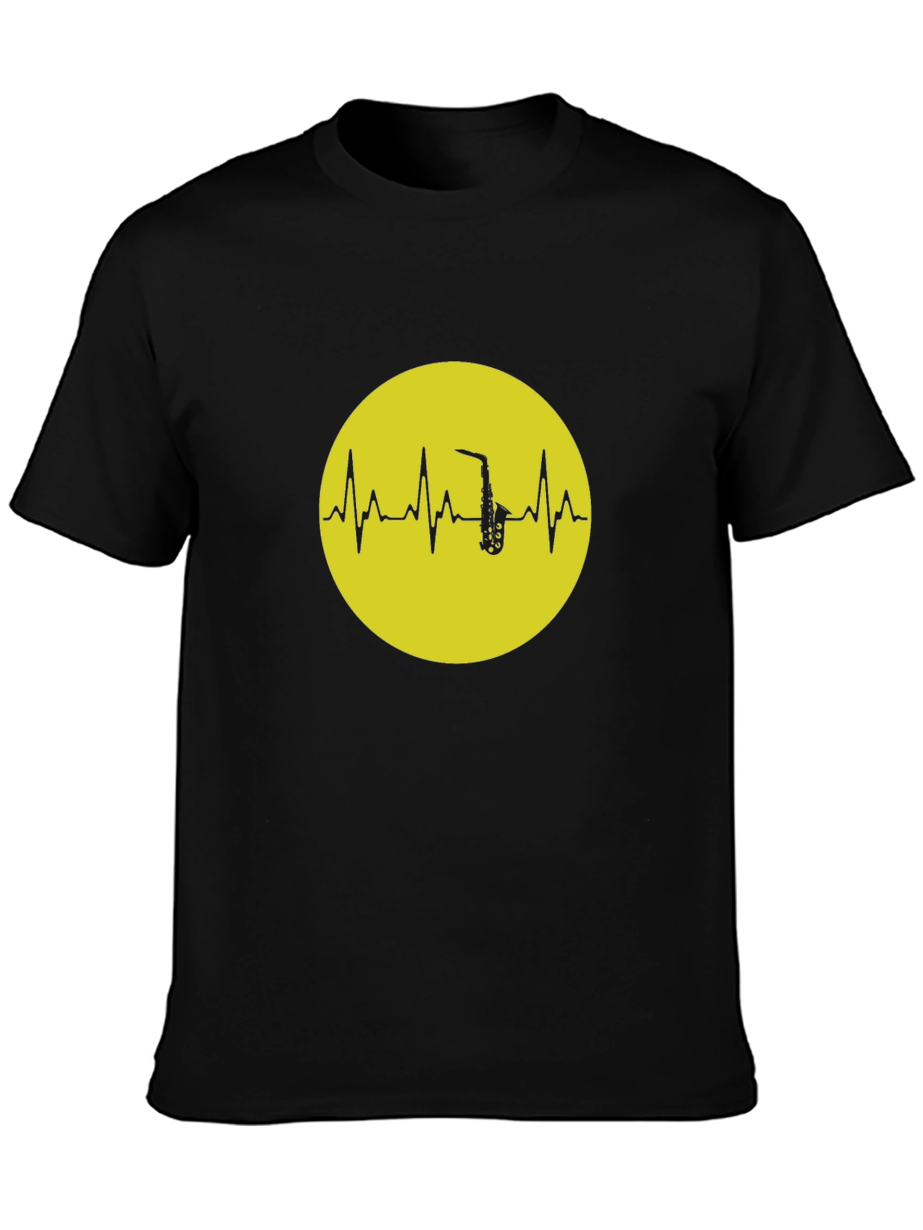 Saxophone Heartbeat Graphic Tee - Black