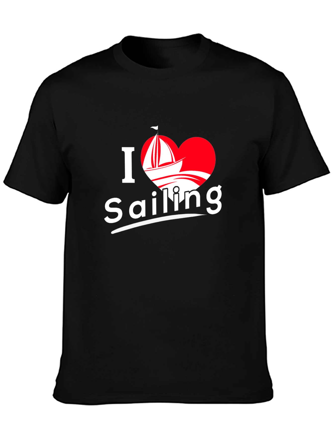 I Love Sailing T-Shirt - Black Cotton Tee