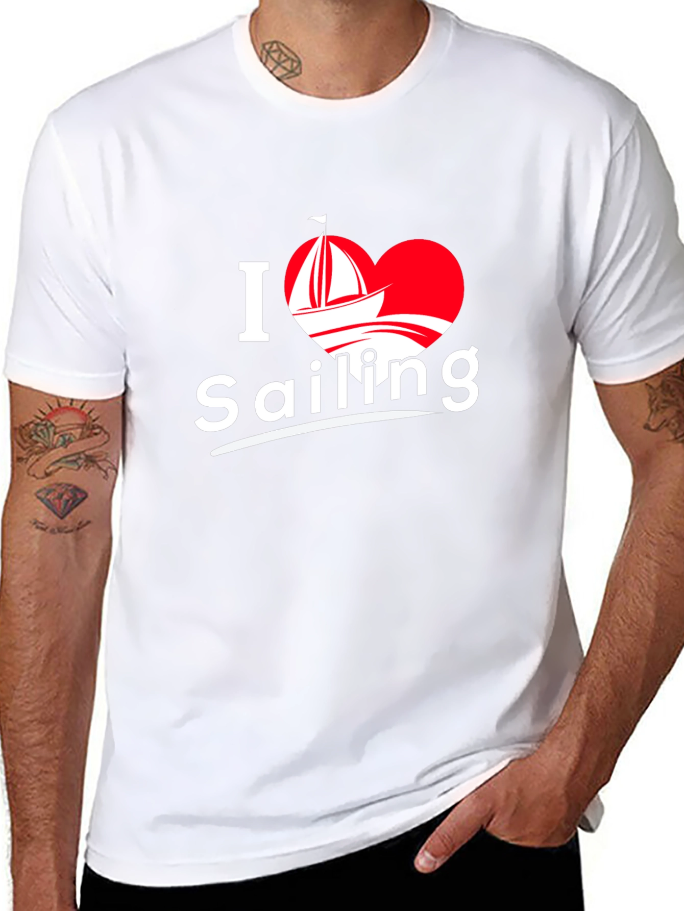 I Love Sailing T-Shirt - Black Cotton Tee