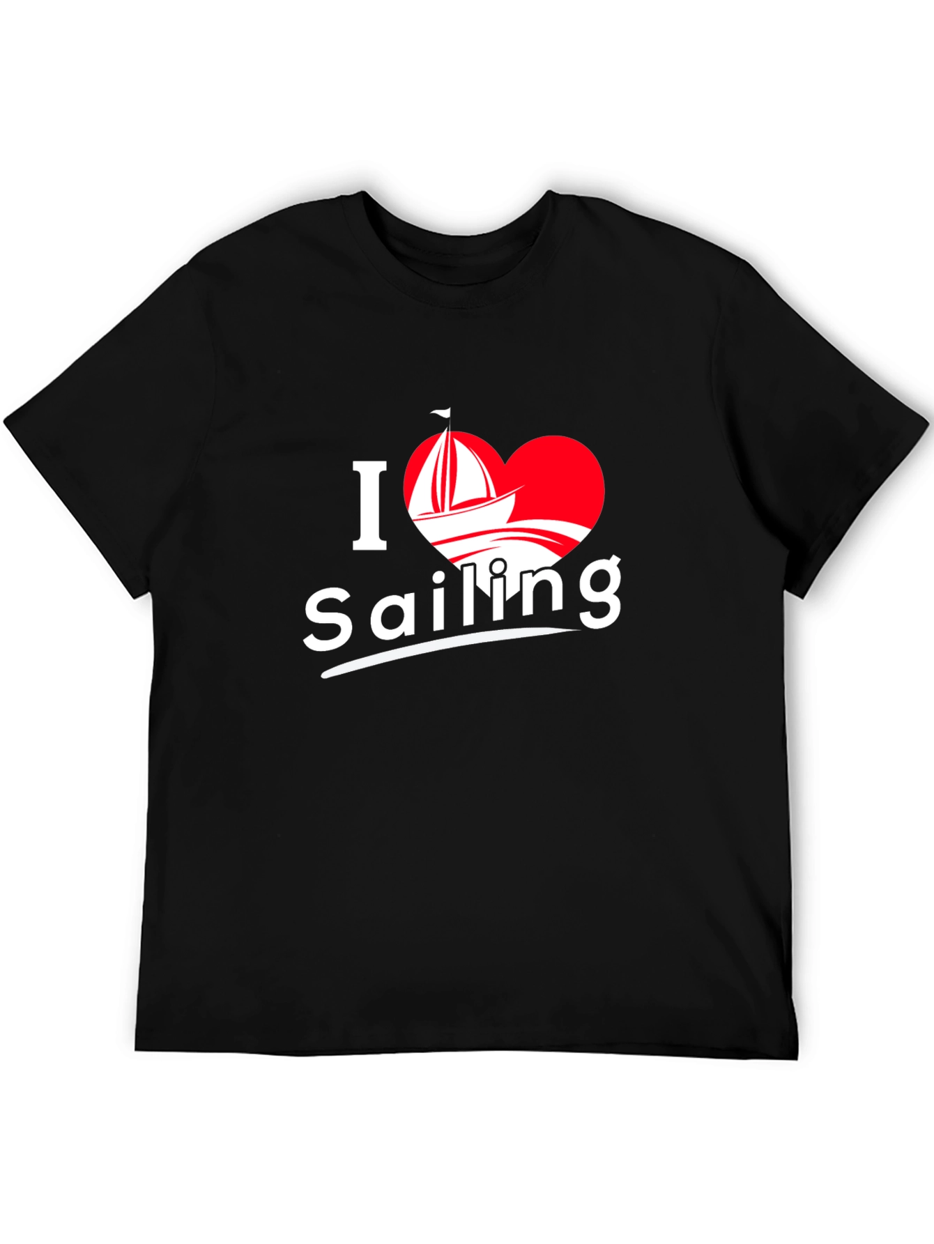 I Love Sailing T-Shirt - Black Cotton Tee