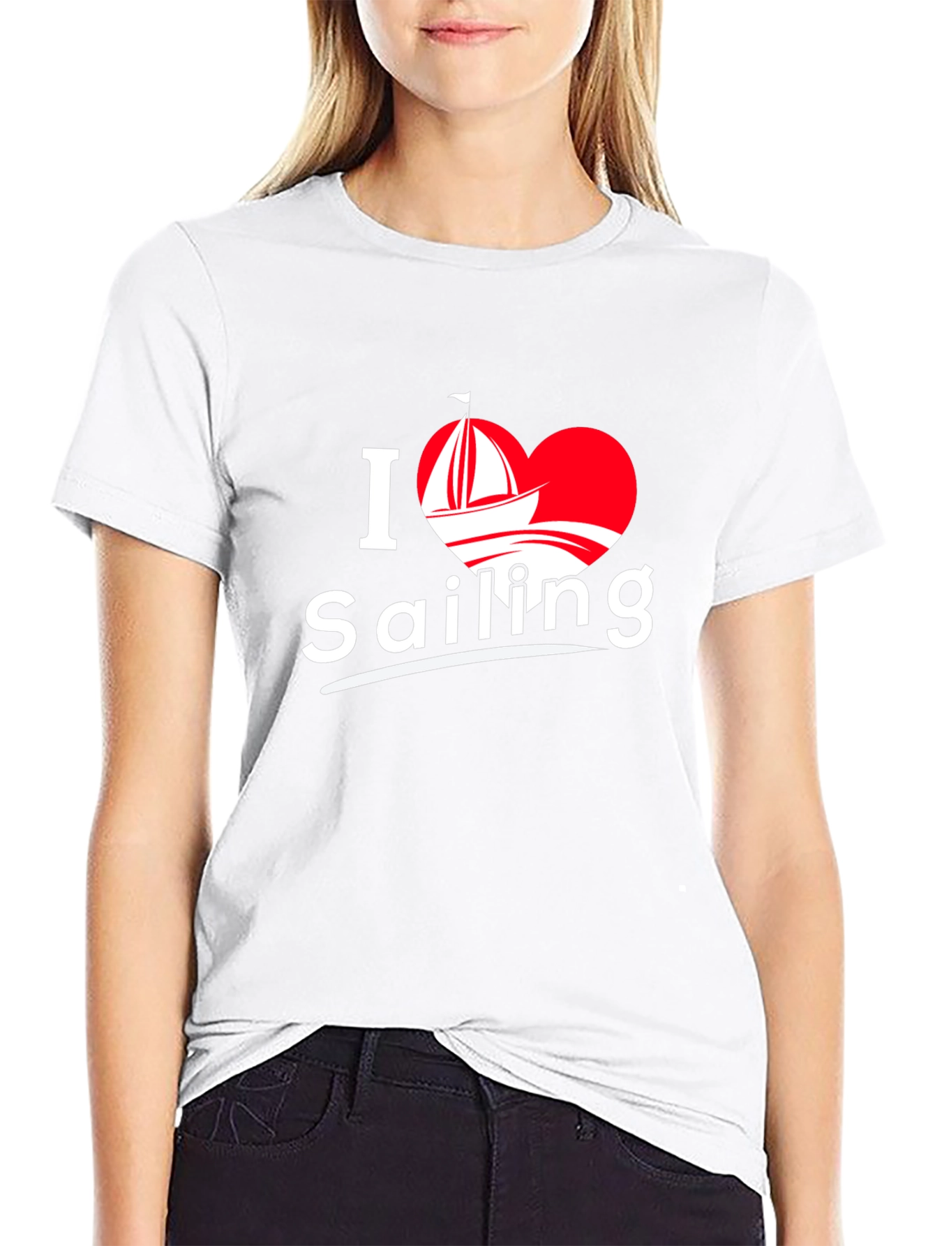 I Love Sailing T-Shirt - Black Cotton Tee