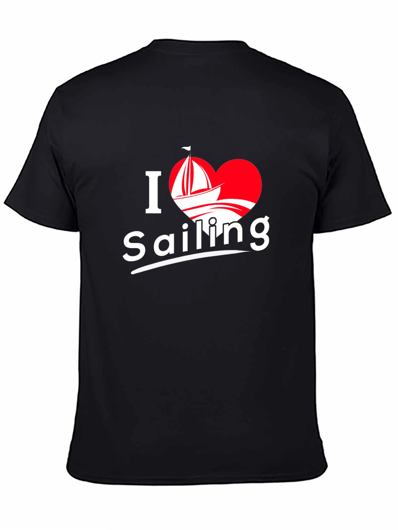 I Love Sailing T-Shirt - Black Cotton Tee