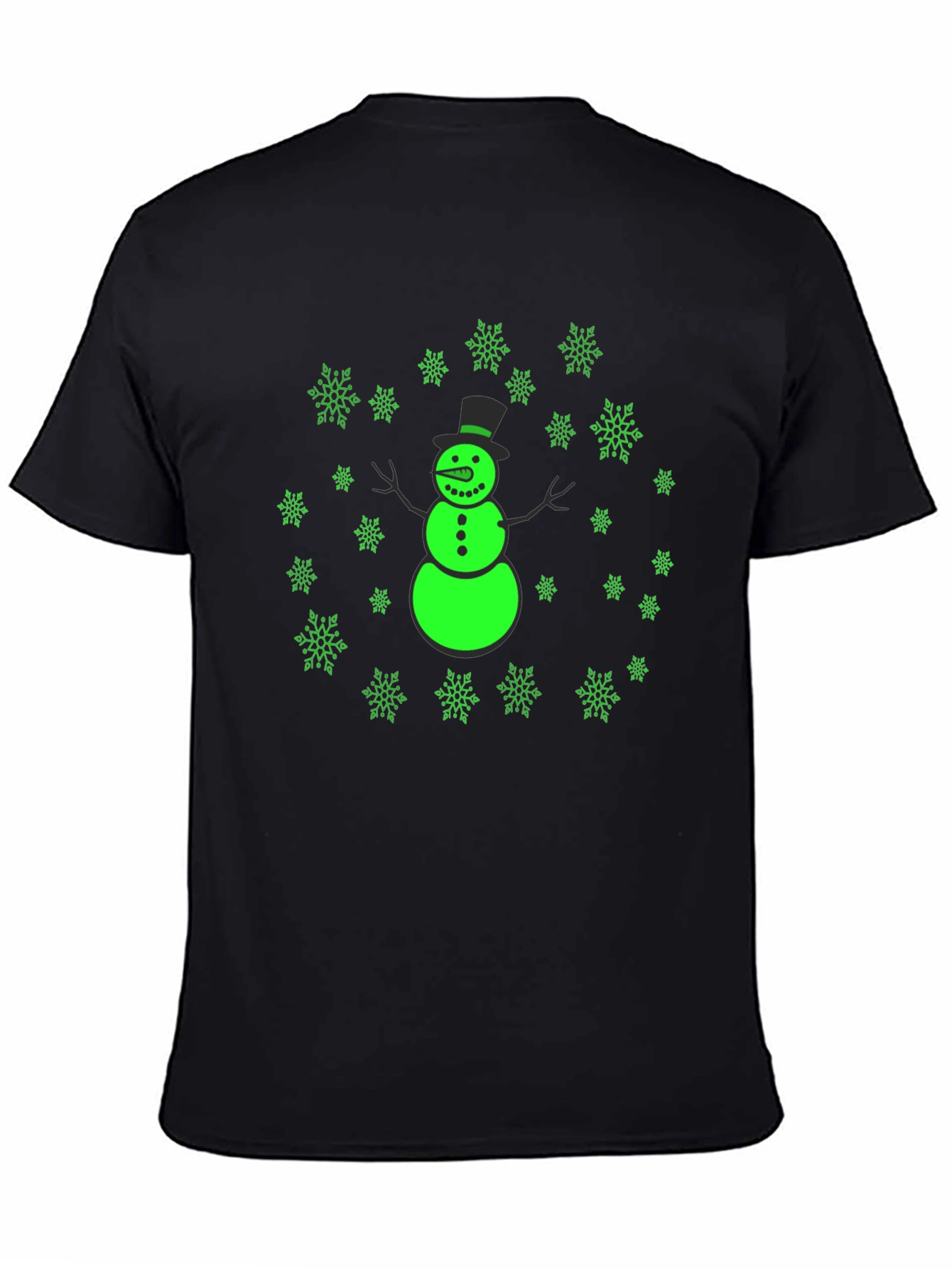 Snowman Snowflake Graphic Black Tee