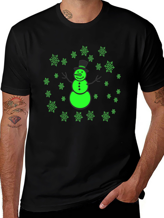 Snowman Snowflake Graphic Black Tee