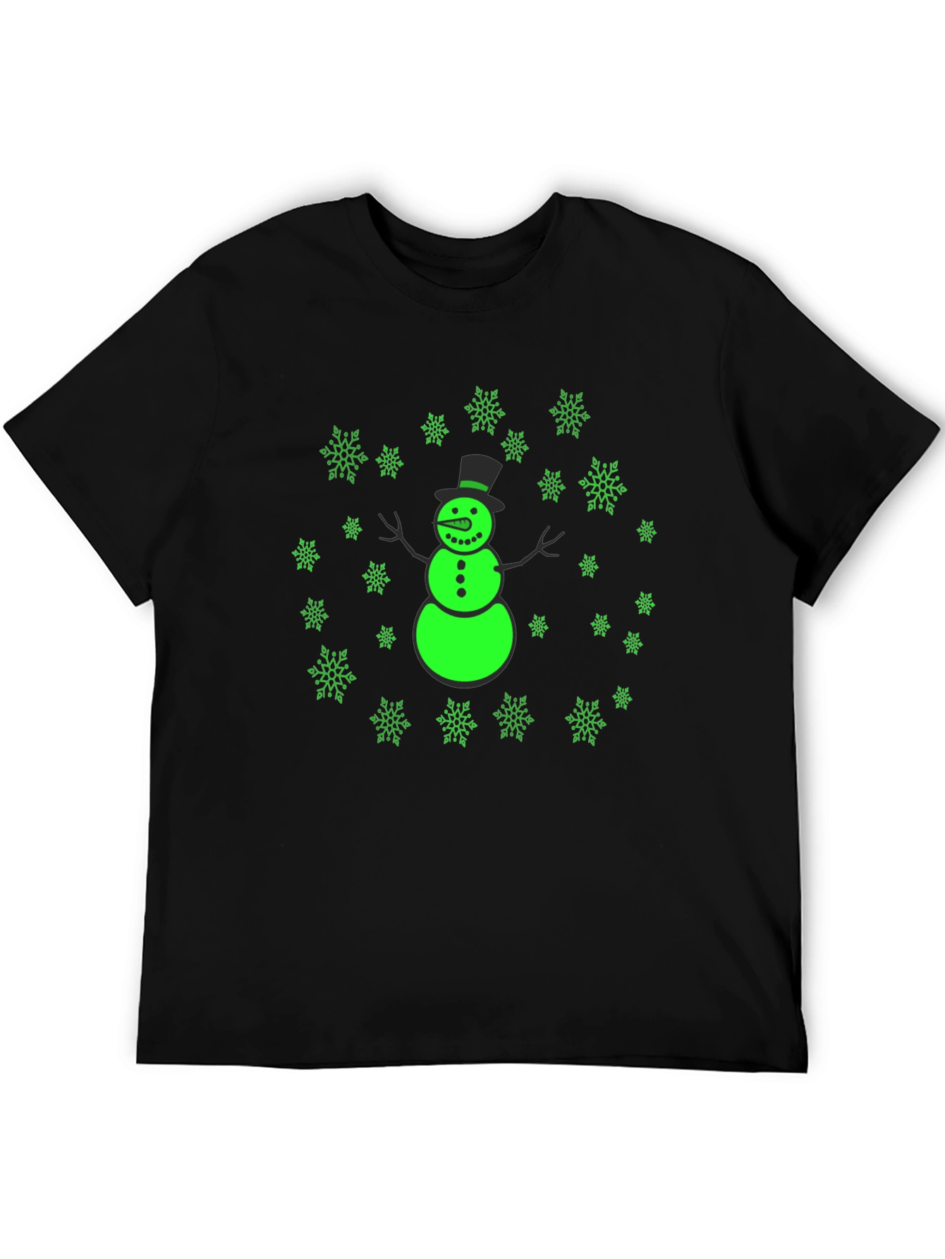 Snowman Snowflake Graphic Black Tee