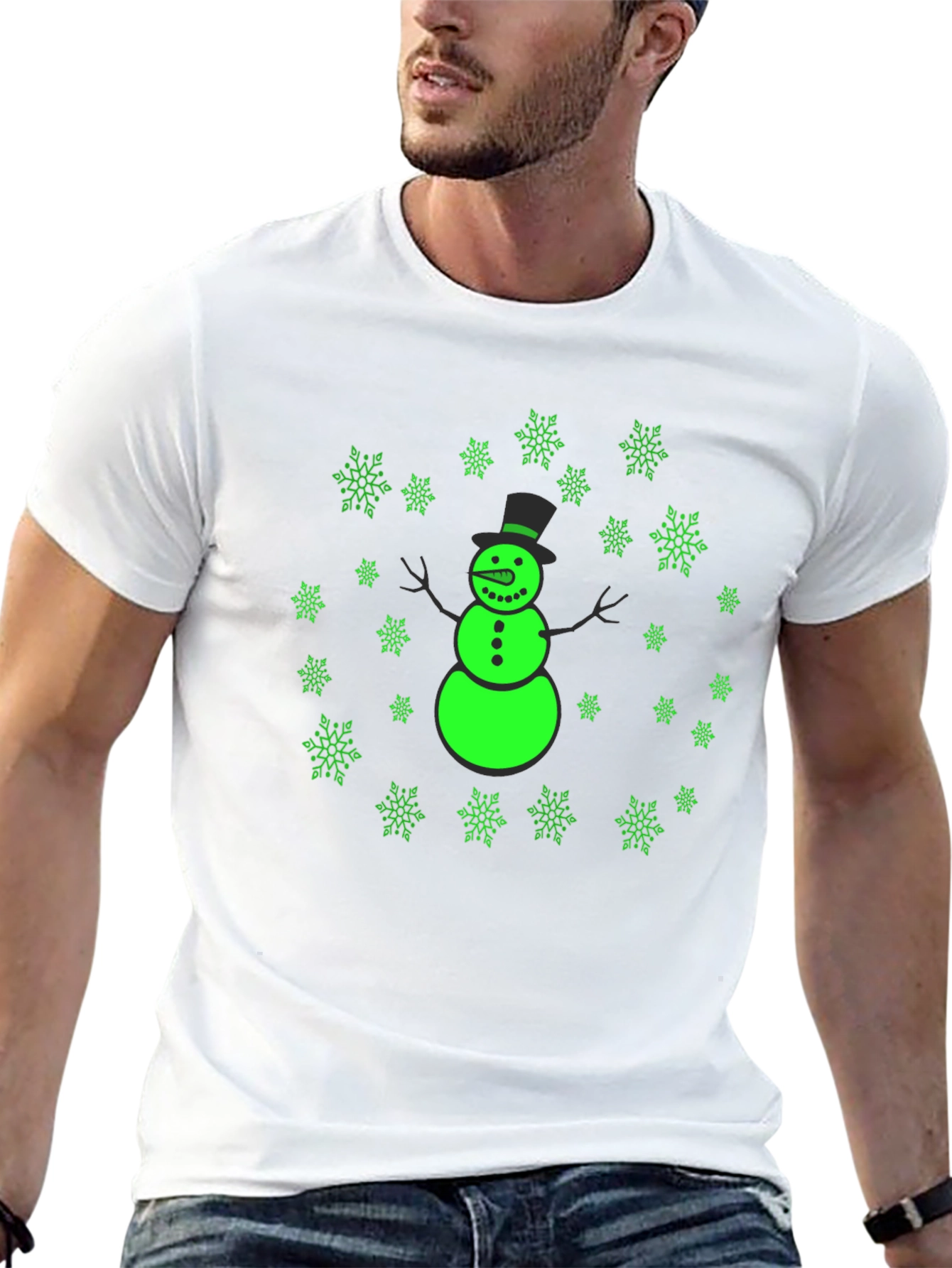 Snowman Snowflake Graphic Black Tee