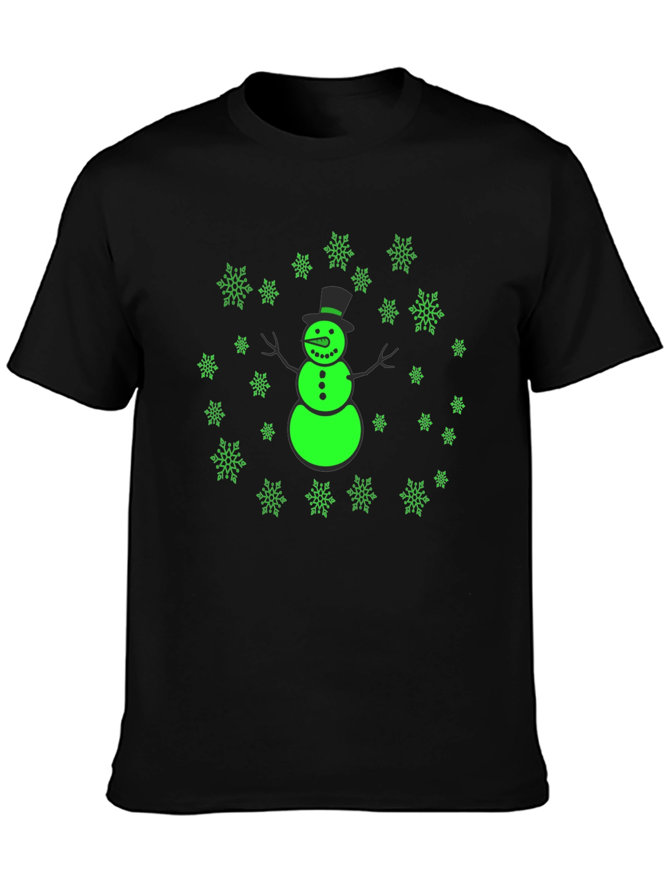 Snowman Snowflake Graphic Black Tee