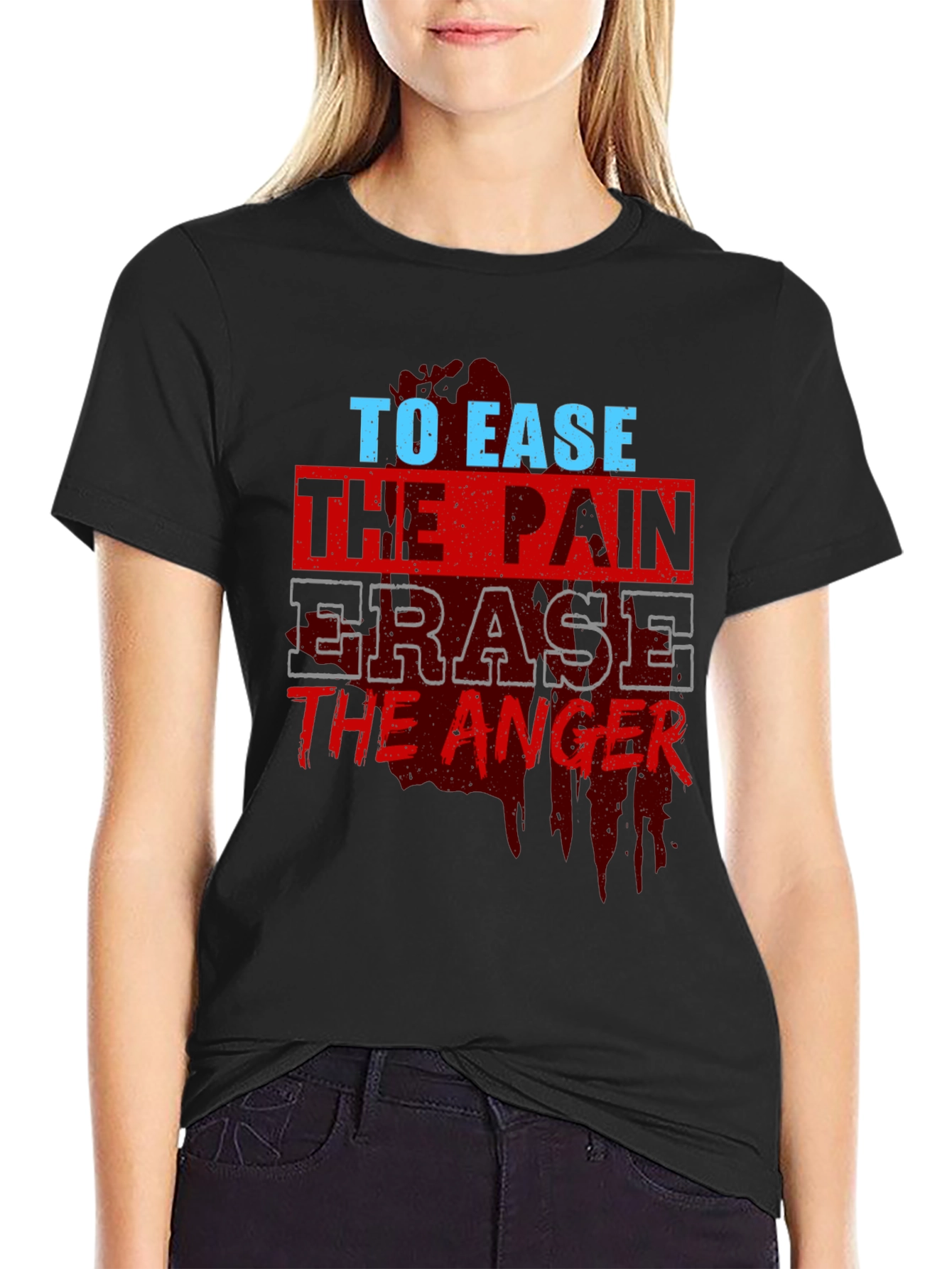 To Ease the Pain Mens Black Graphic T-Shirt