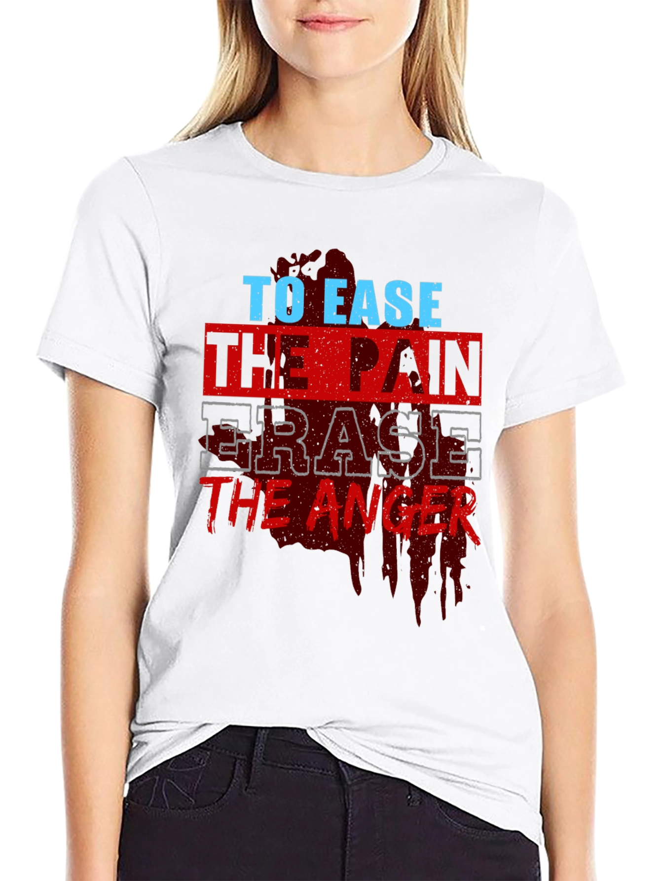 To Ease the Pain Mens Black Graphic T-Shirt