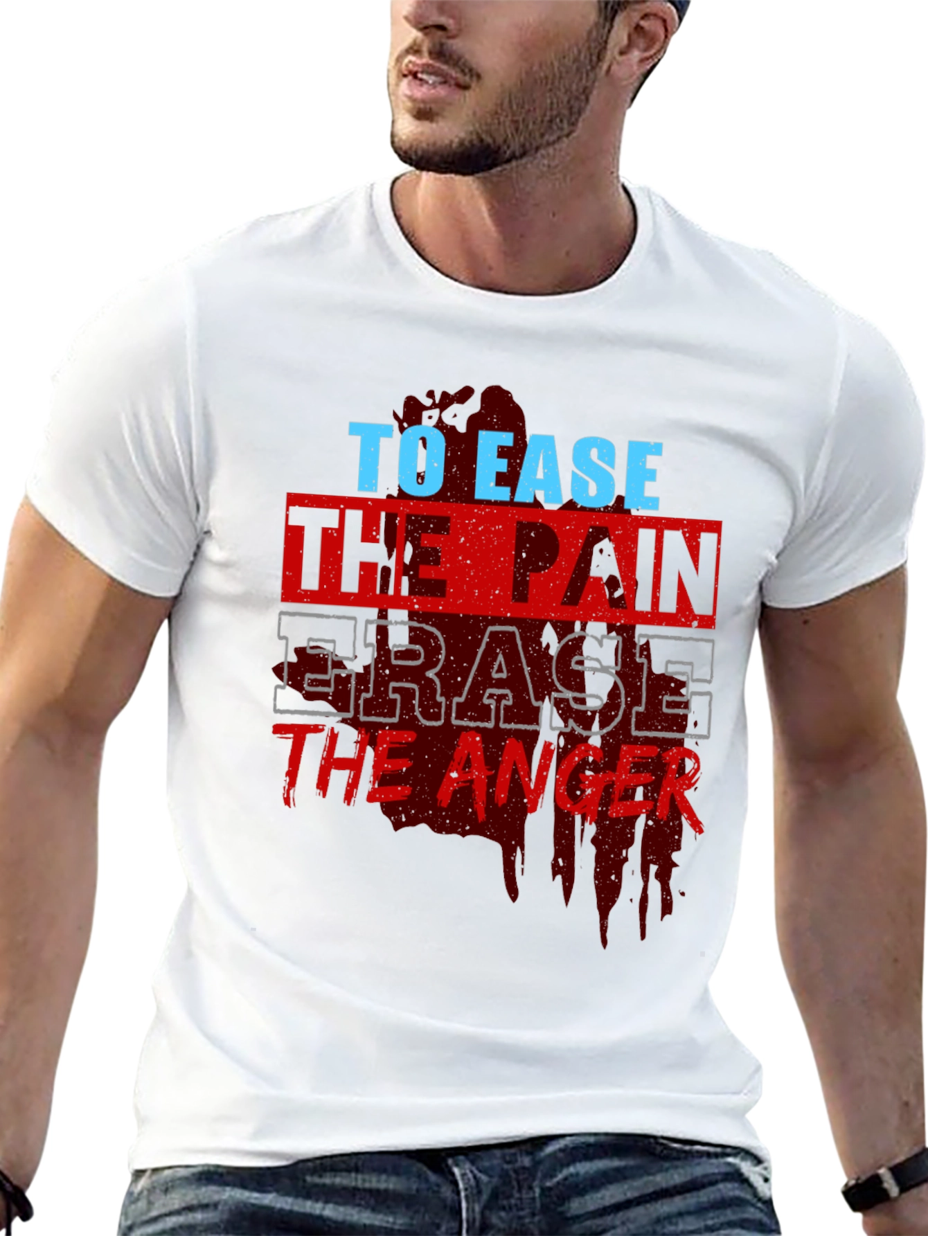 To Ease the Pain Mens Black Graphic T-Shirt