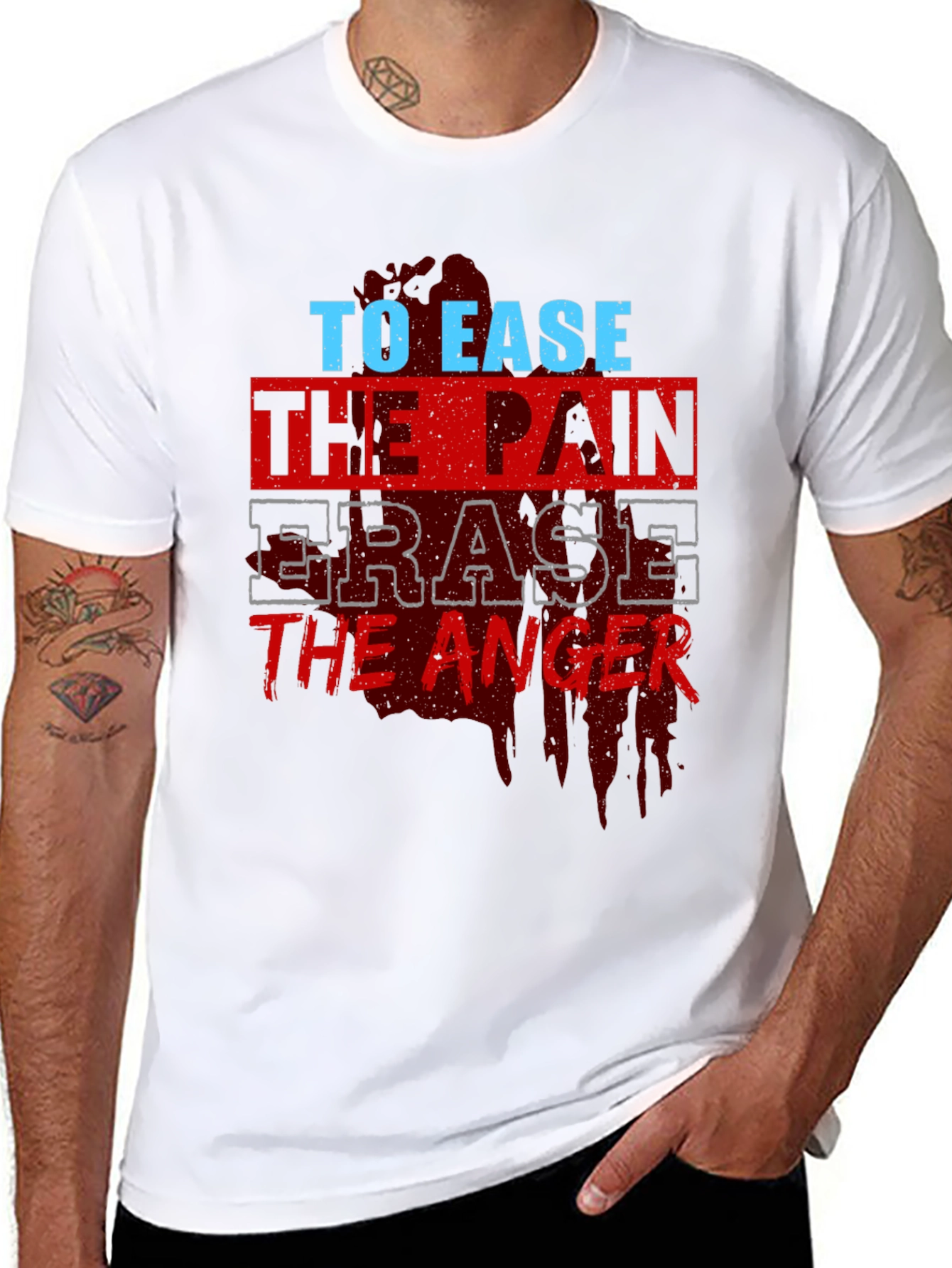 To Ease the Pain Mens Black Graphic T-Shirt