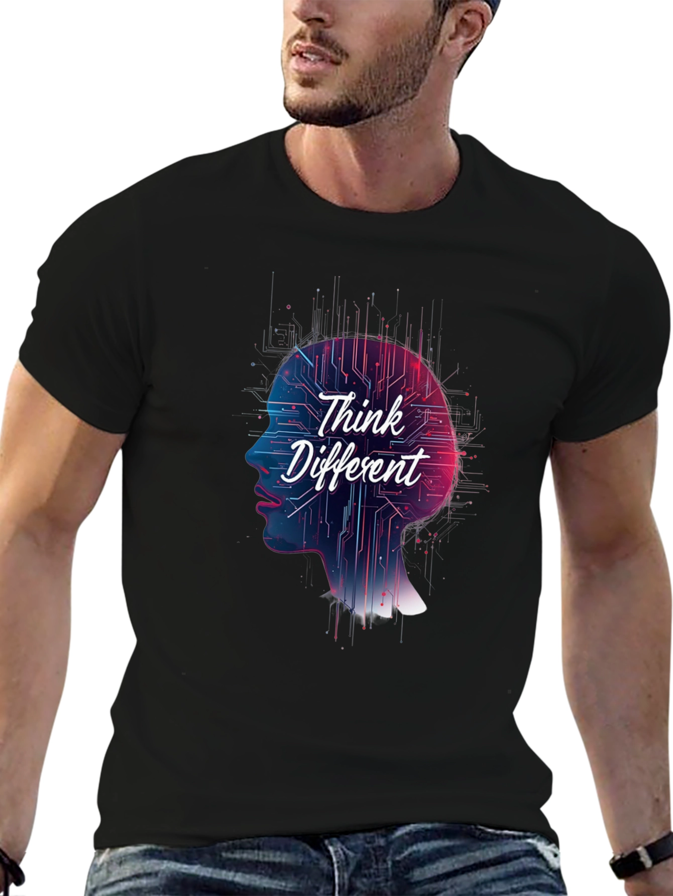 Think Different Graphic Tee - Stylish Black T-Shirt