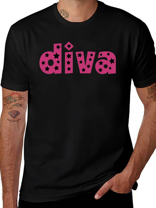 Diva Star Graphic Print Black Tee