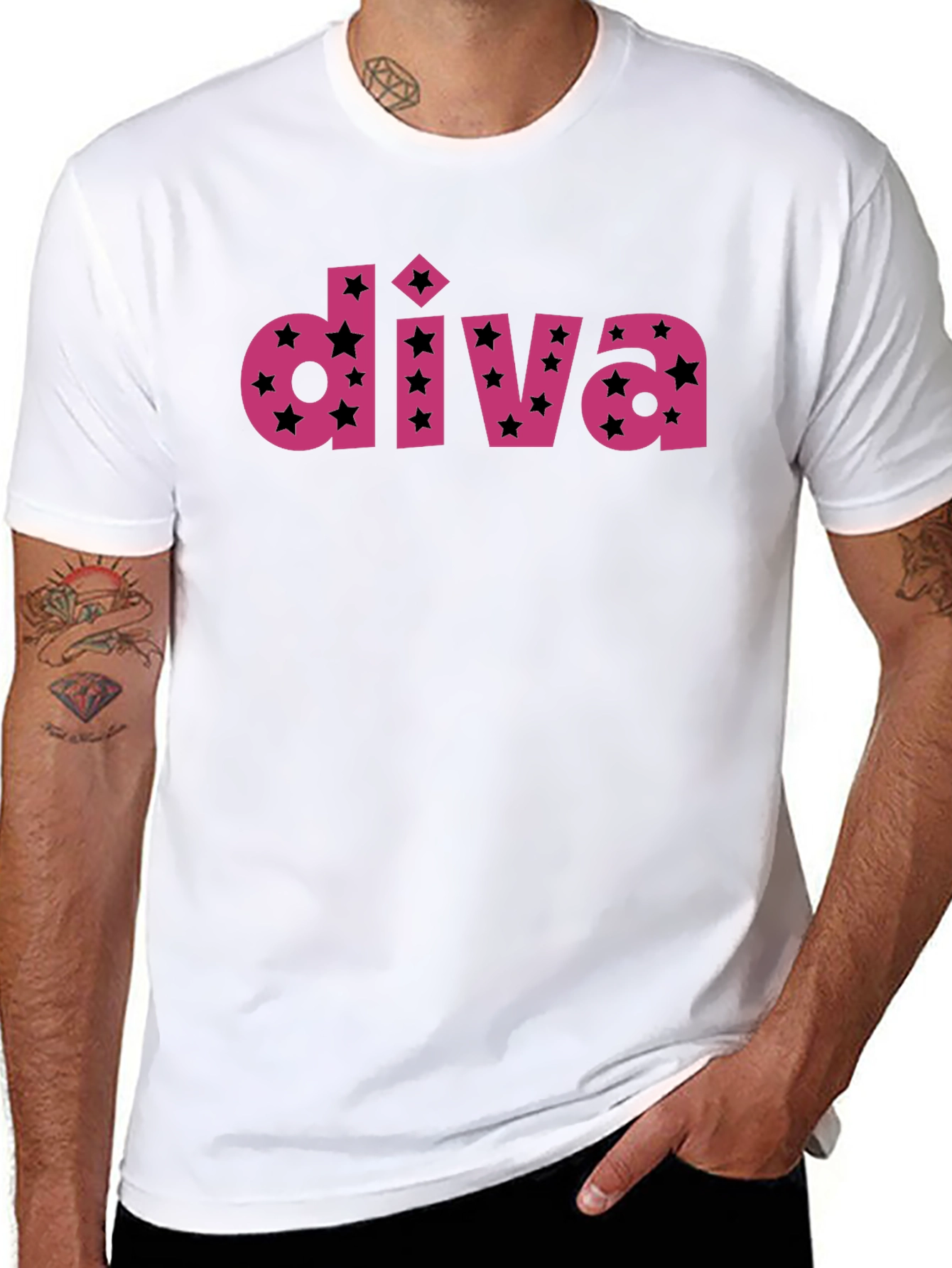 Diva Star Graphic Print Black Tee