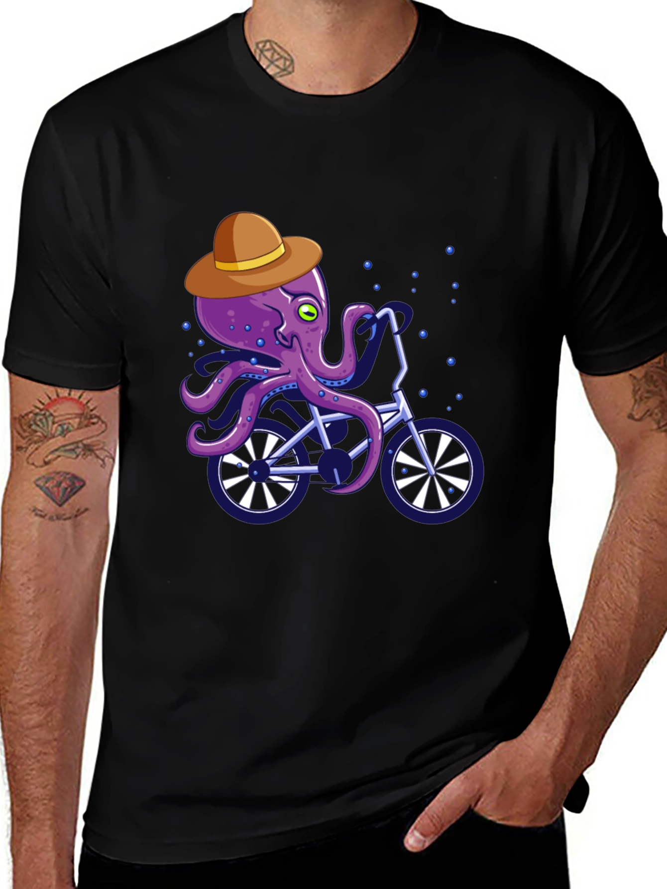 Octopus on Bike Graphic Tee